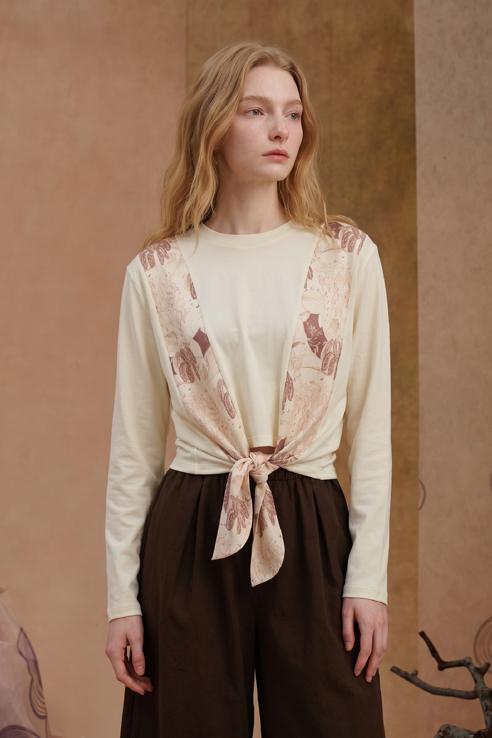 Spliced Printed Knit Top