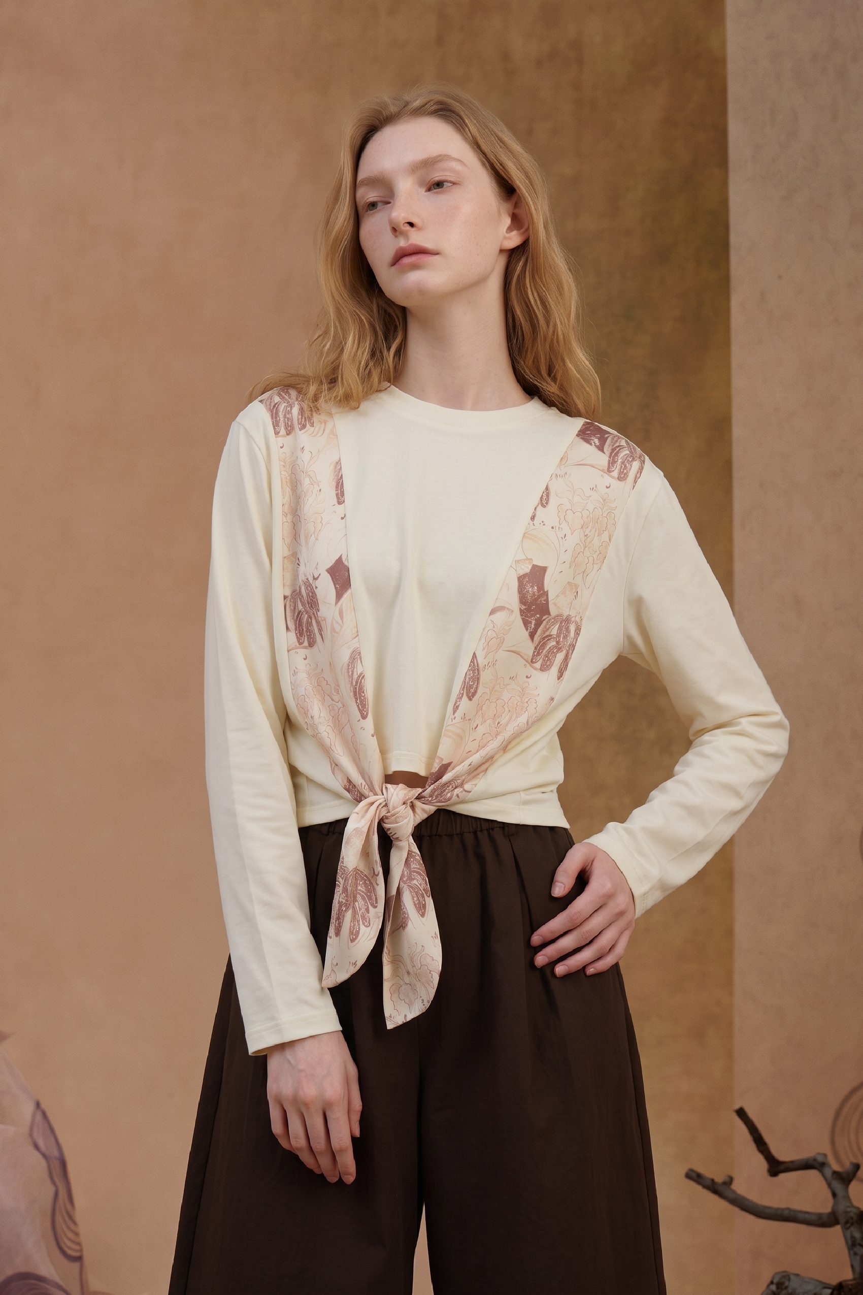 Spliced Printed Knit Top