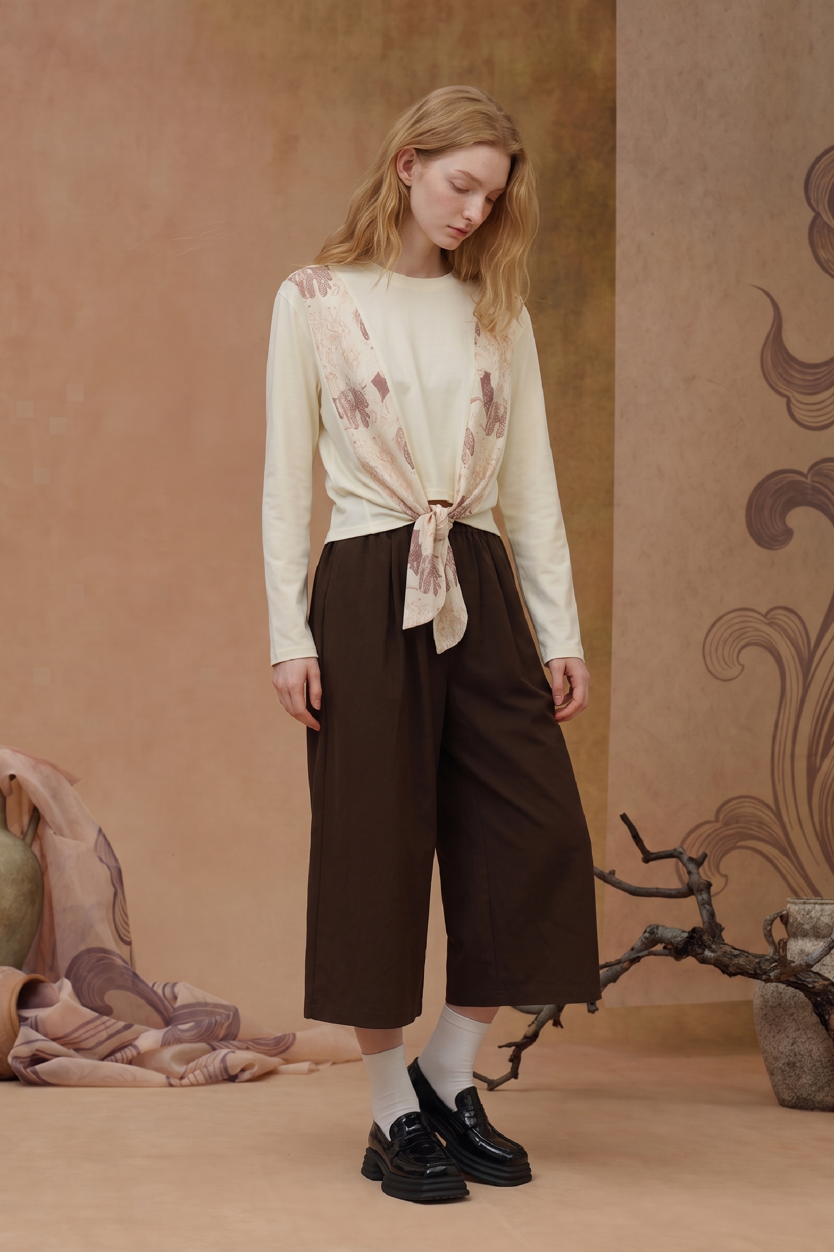 Spliced Printed Knit Top