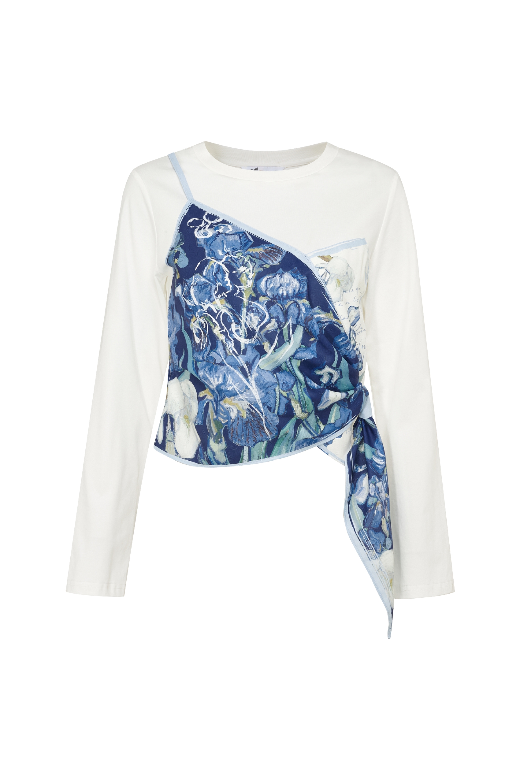 Spliced Off‑the‑Shoulder Long‑sleeve Top