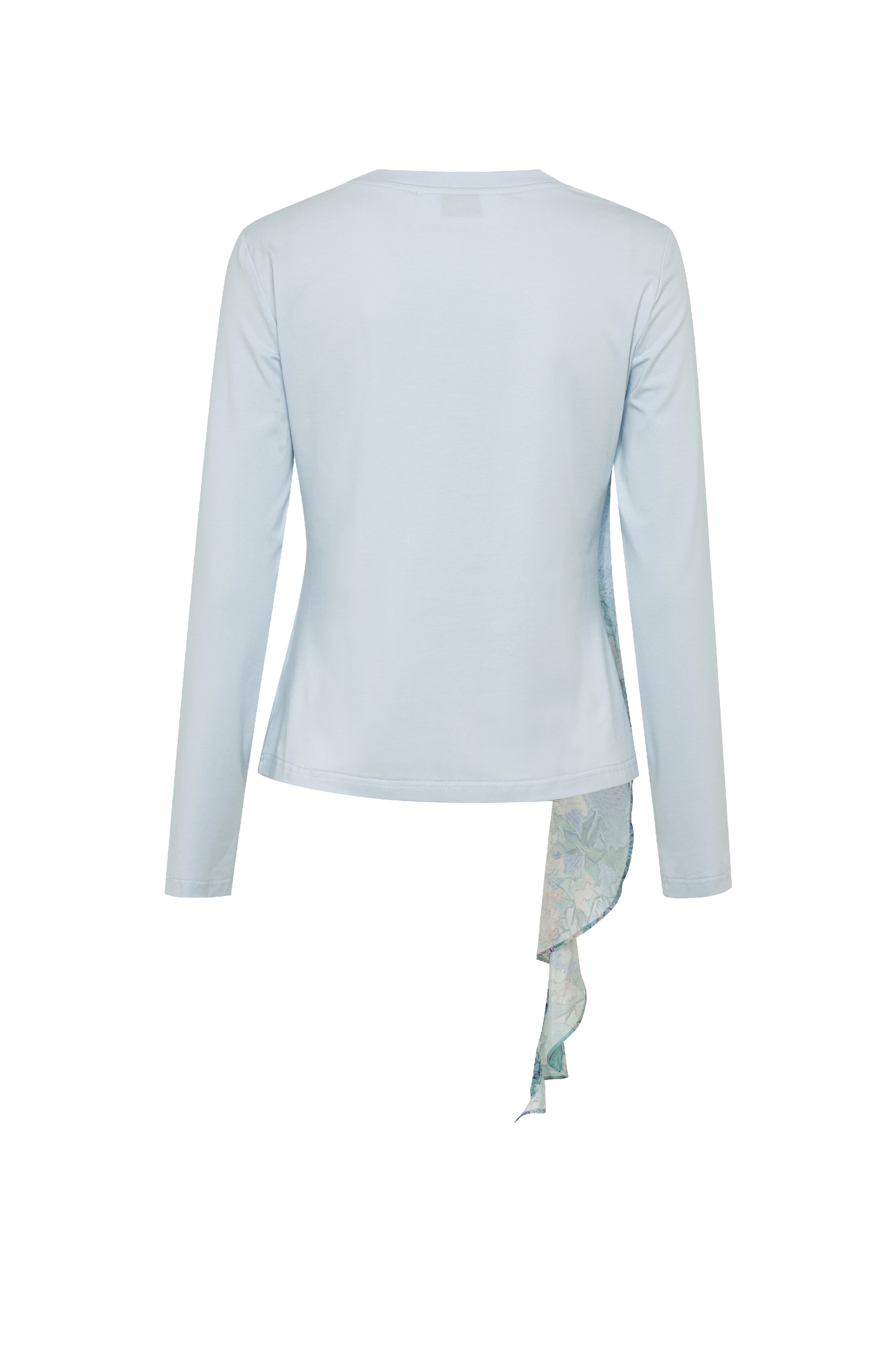 Designer Floral Spliced Long‑sleeve Top