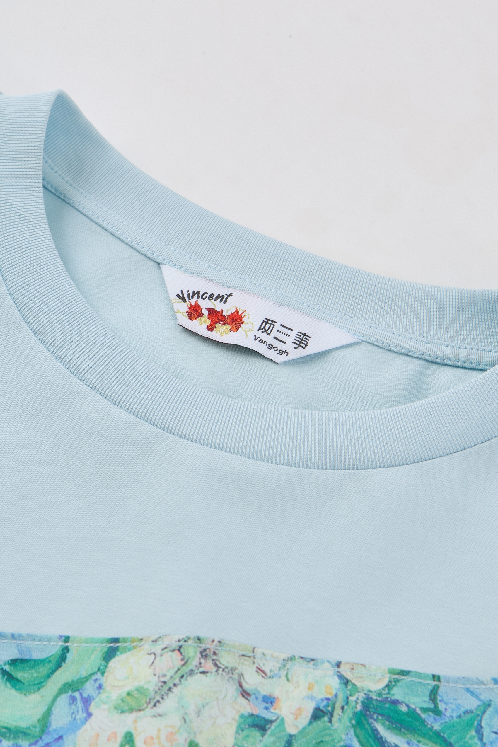 Designer Floral Spliced Long‑sleeve Top