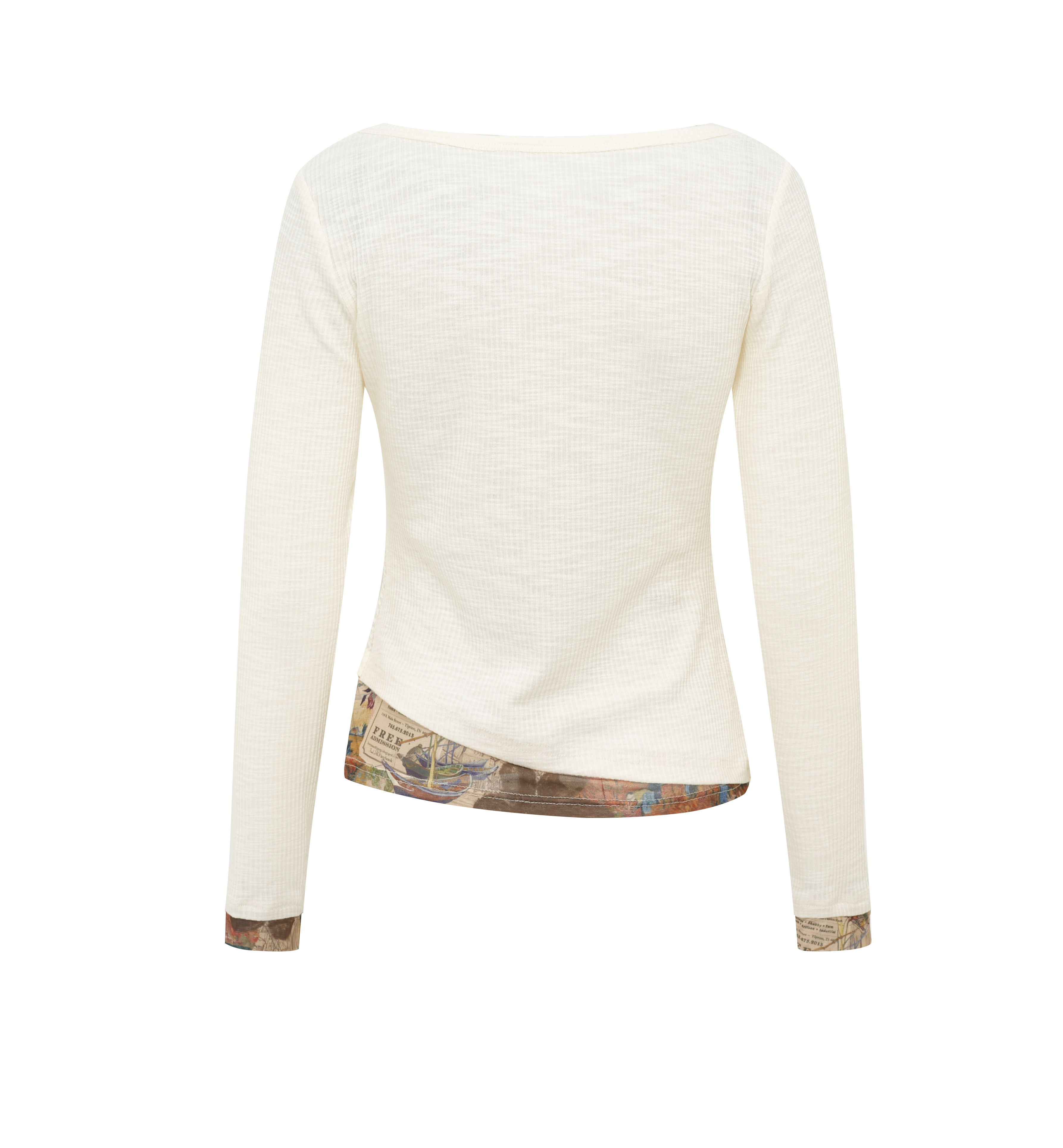 Minimal Cowl-Neck Drapey Long Sleeve T-Shirt