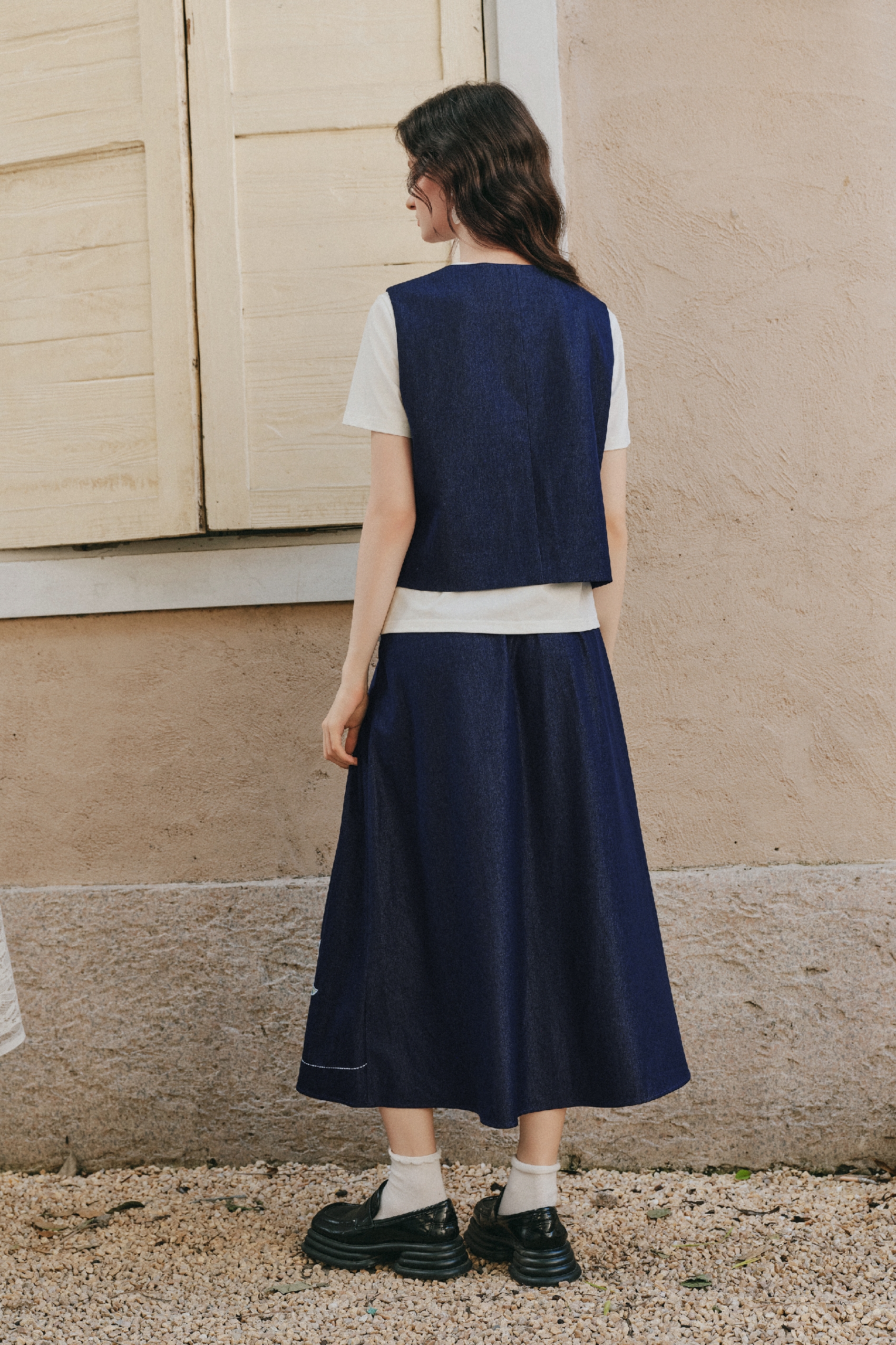 Waist Cinched Long Uniform Dress