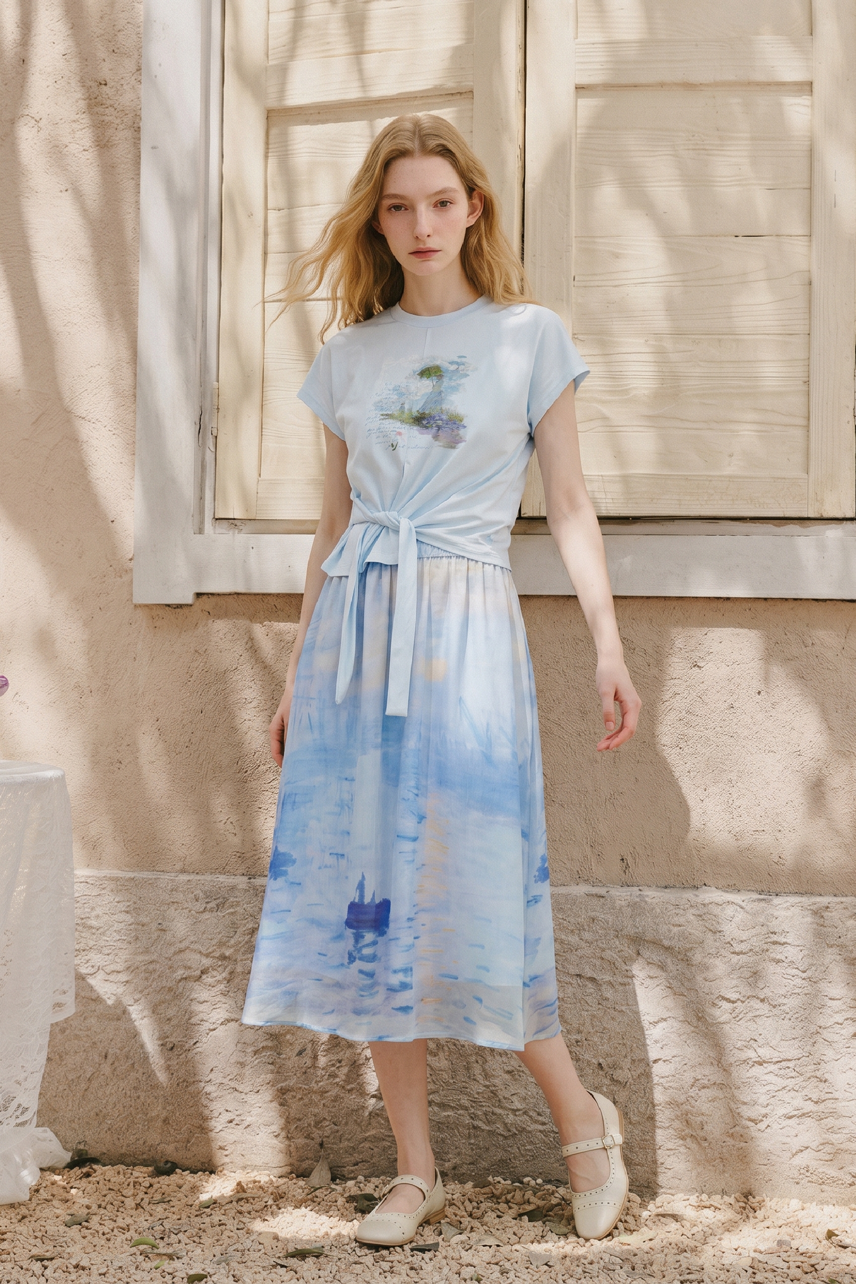Gradient Print Casual Two Piece Set