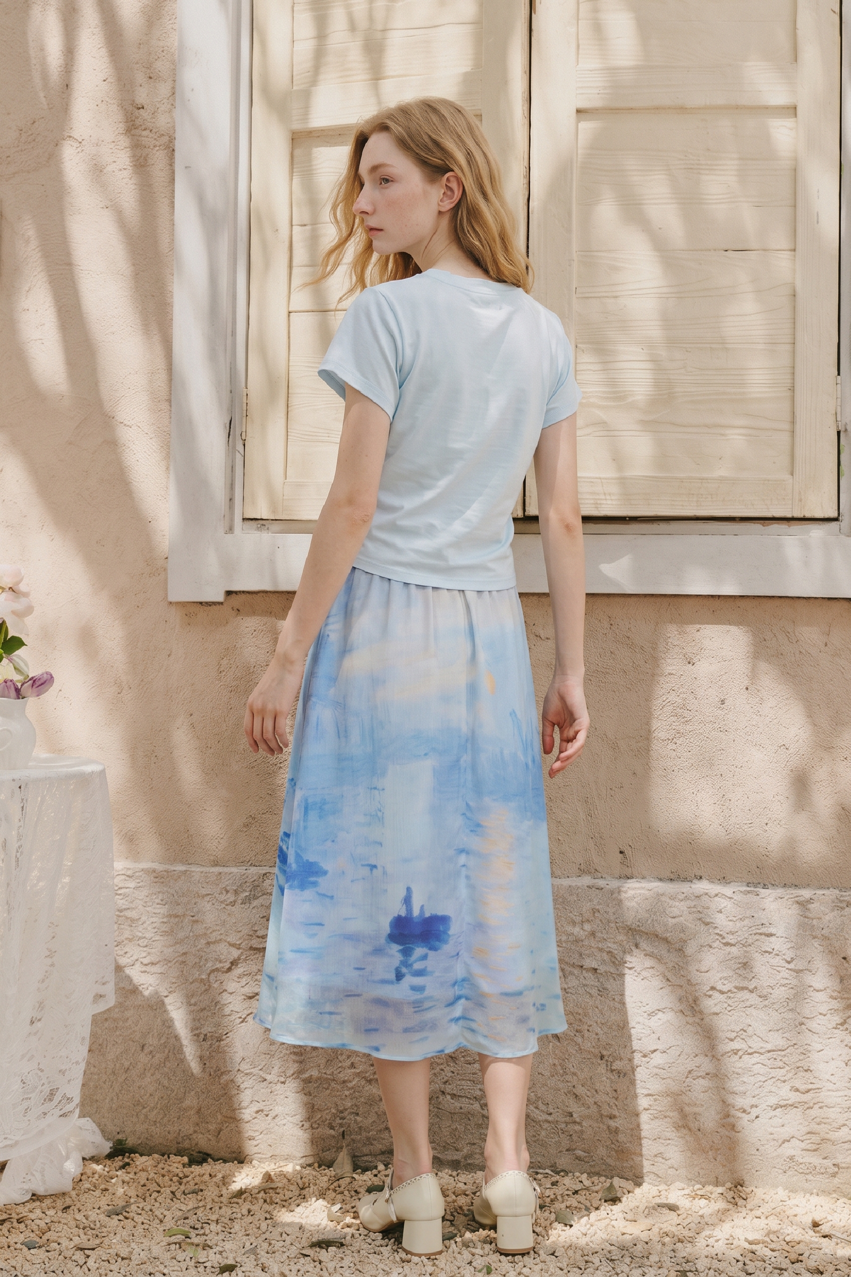 Gradient Print Casual Two Piece Set