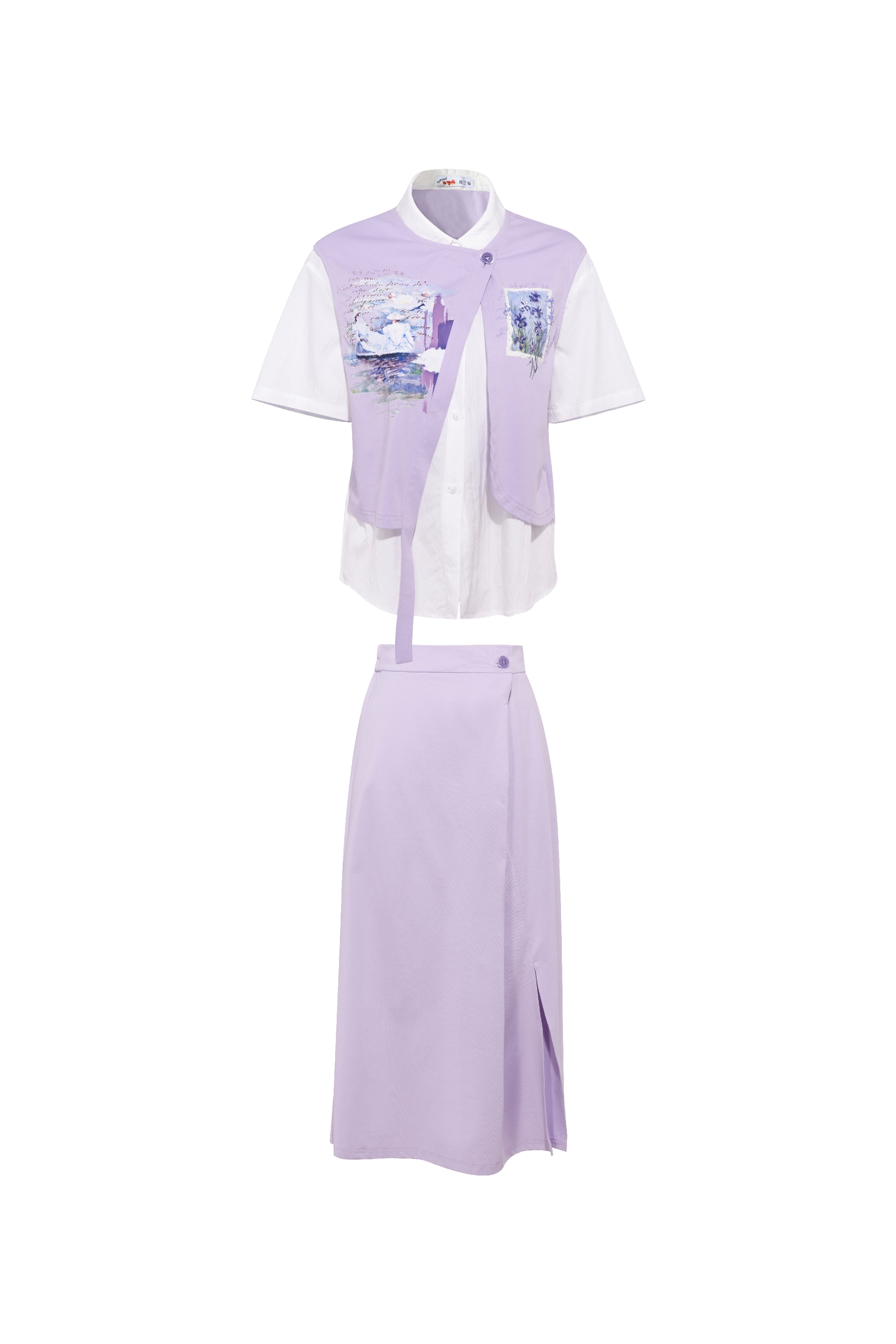 Embroidery Preppy Style Outfit Set
