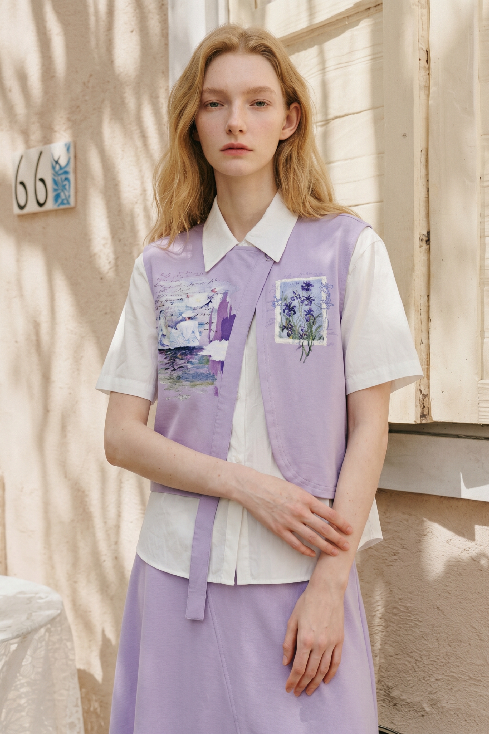 Embroidery Preppy Style Outfit Set