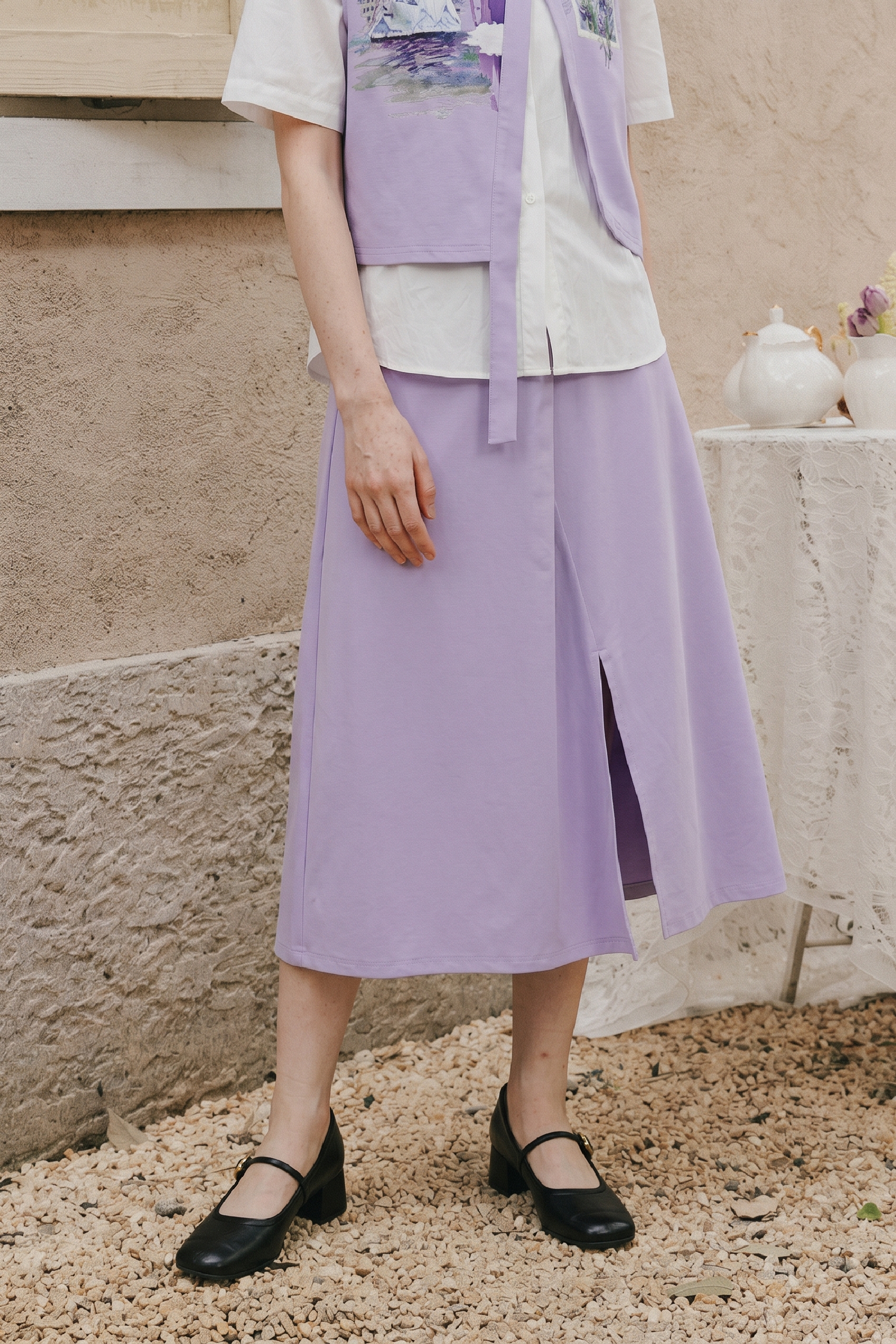 Embroidery Preppy Style Outfit Set