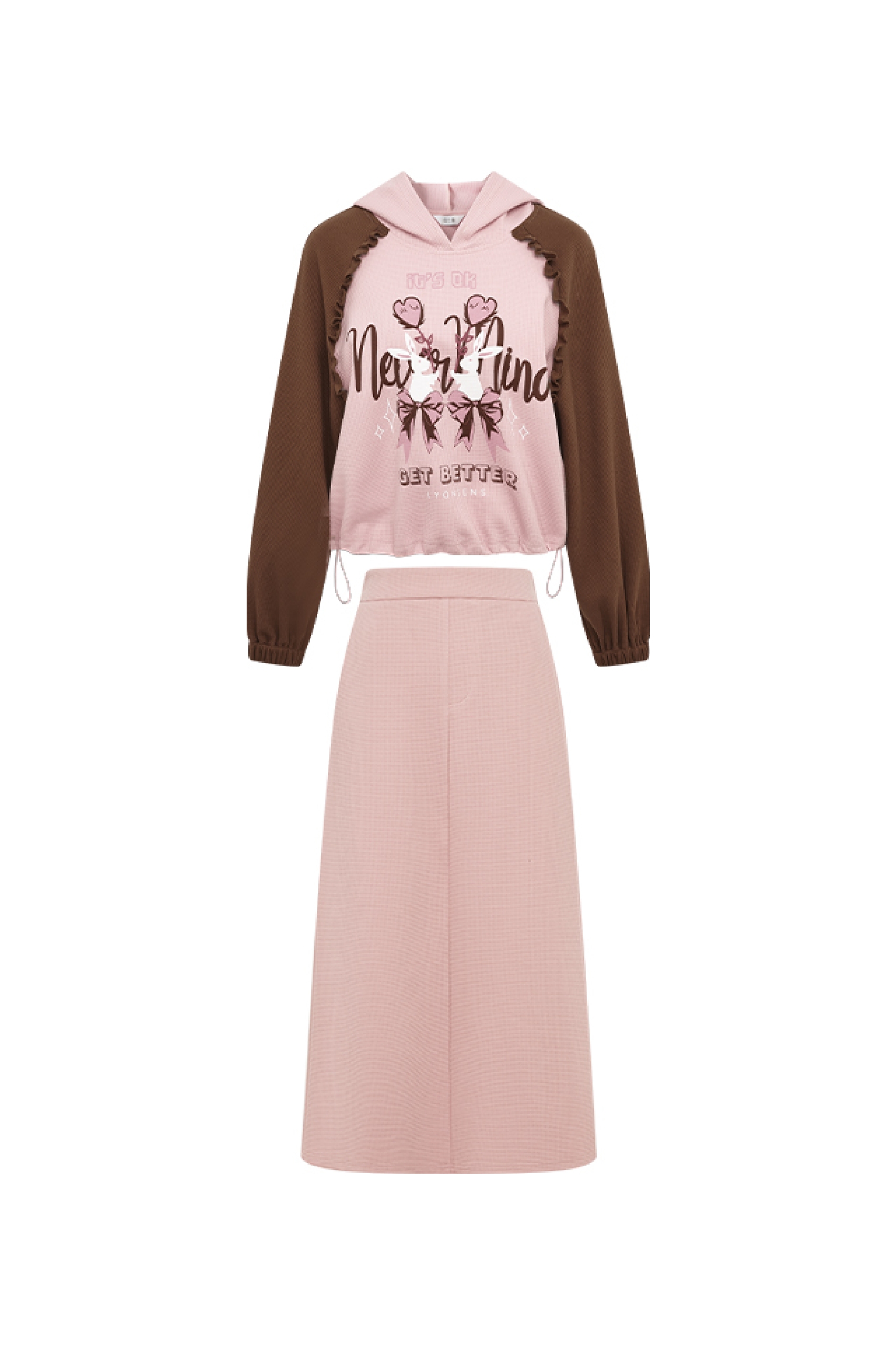 Hoodie & Midi Skirt Two-Piece Set-LYONSENS