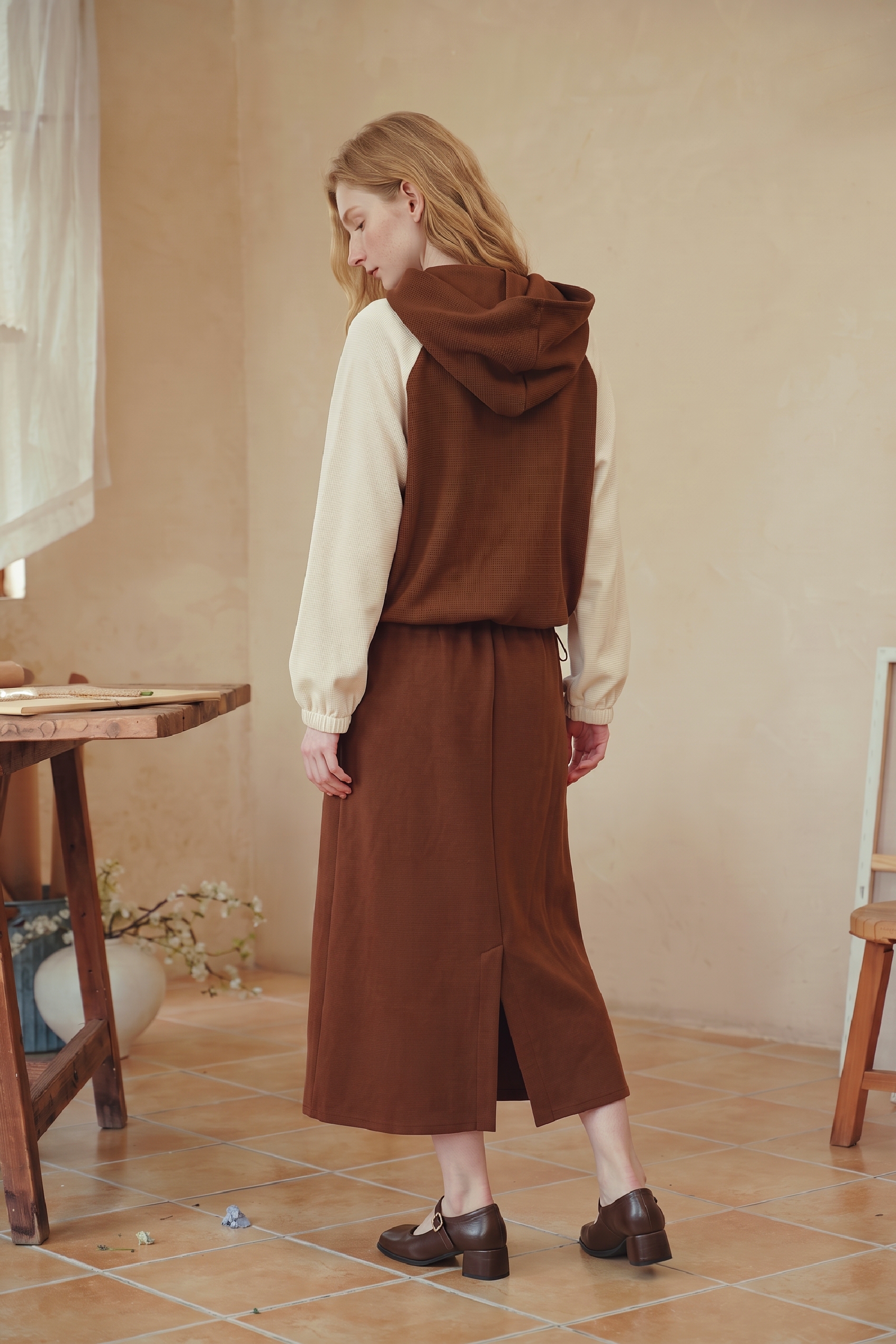 Hoodie & Midi Skirt Two-Piece Set-LYONSENS