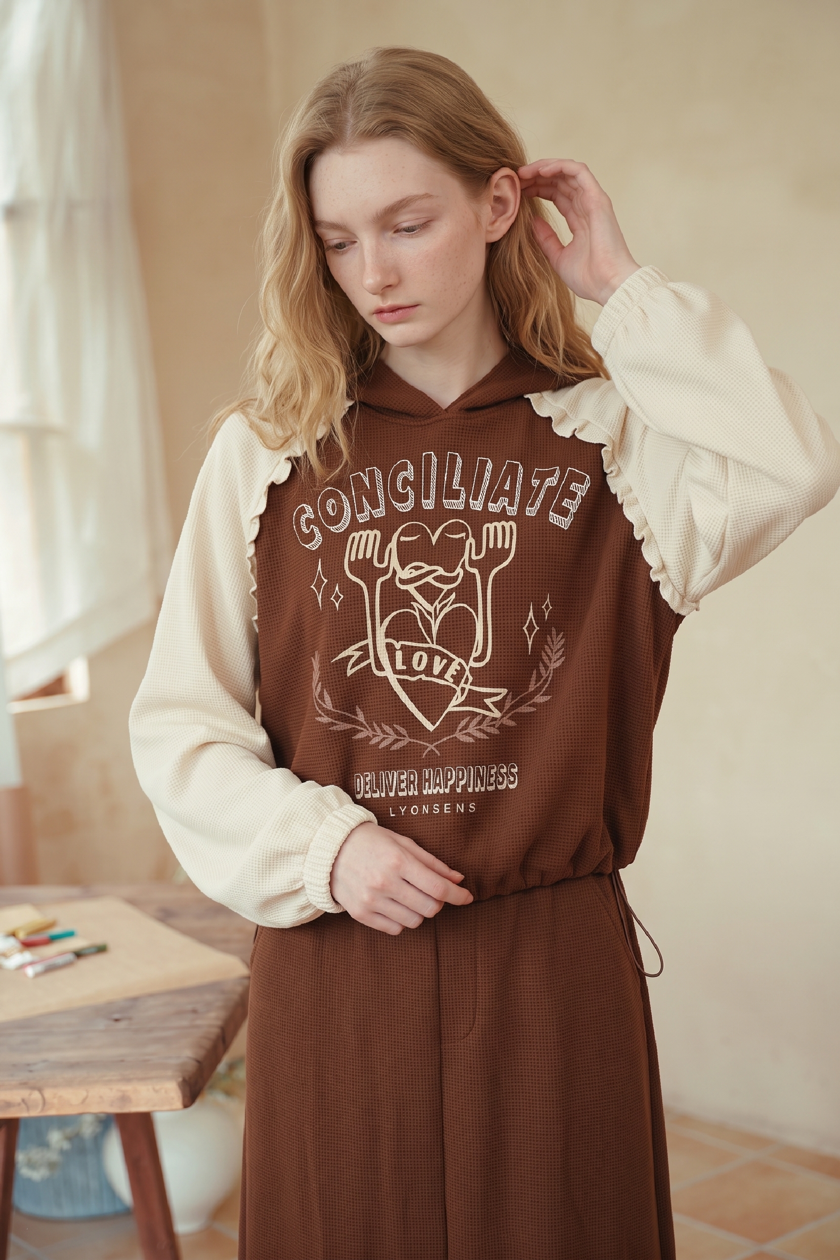 Hoodie & Midi Skirt Two-Piece Set-LYONSENS