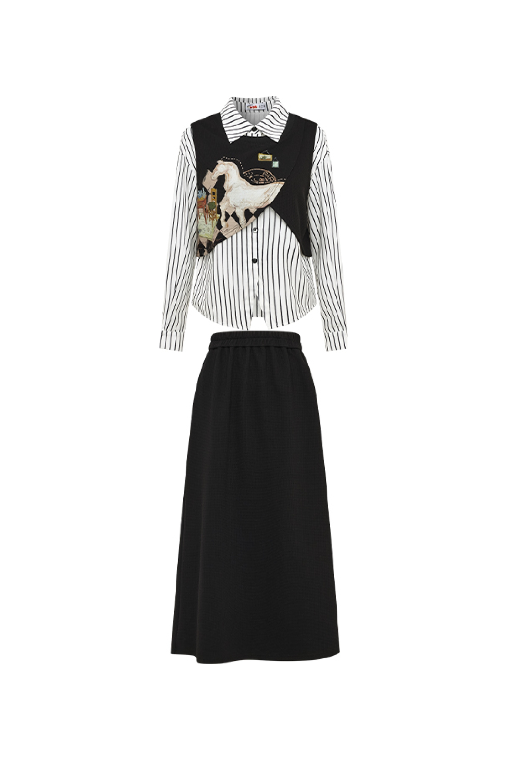 Striped Shirt & Skirt Matching Set-LYONSENS