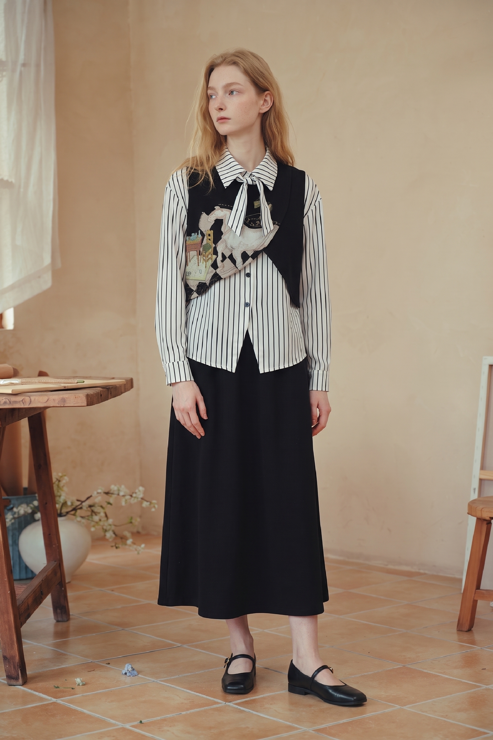 Striped Shirt & Skirt Matching Set-LYONSENS