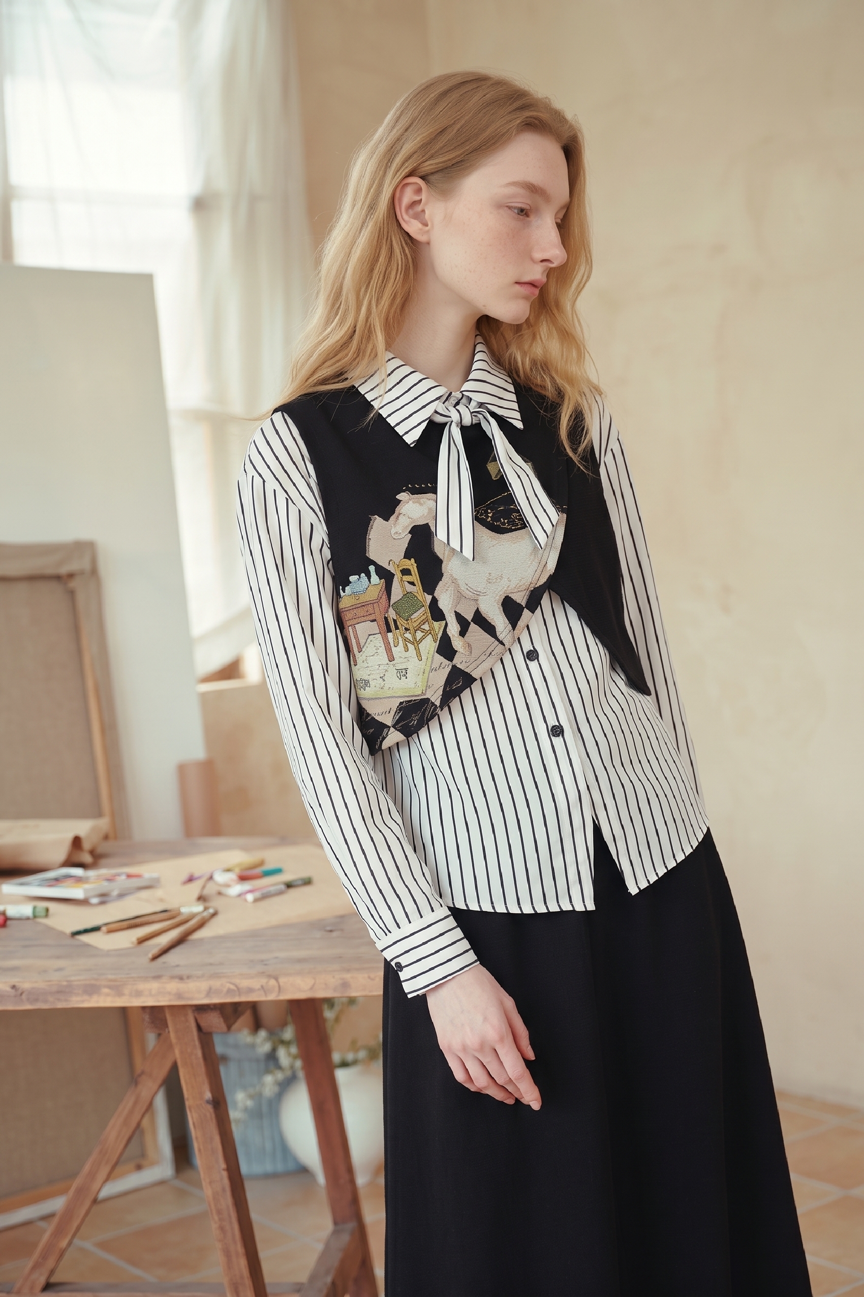 Striped Shirt & Skirt Matching Set-LYONSENS