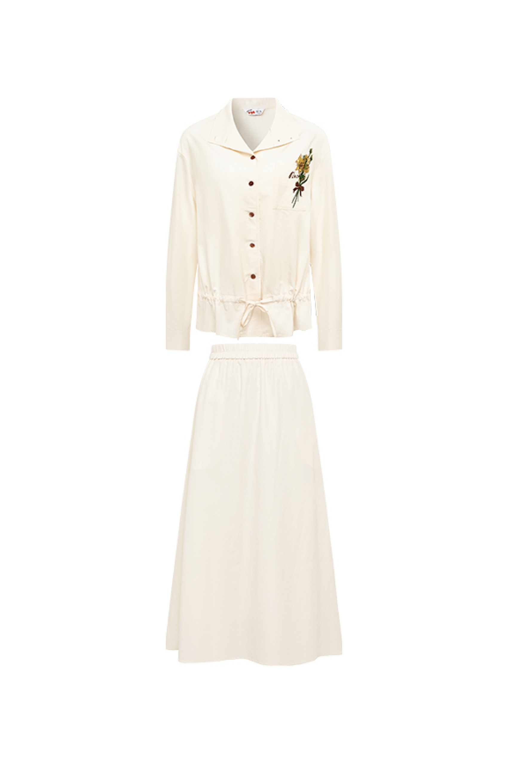 Embroidered Waist-Cinched Dress-LYONSENS