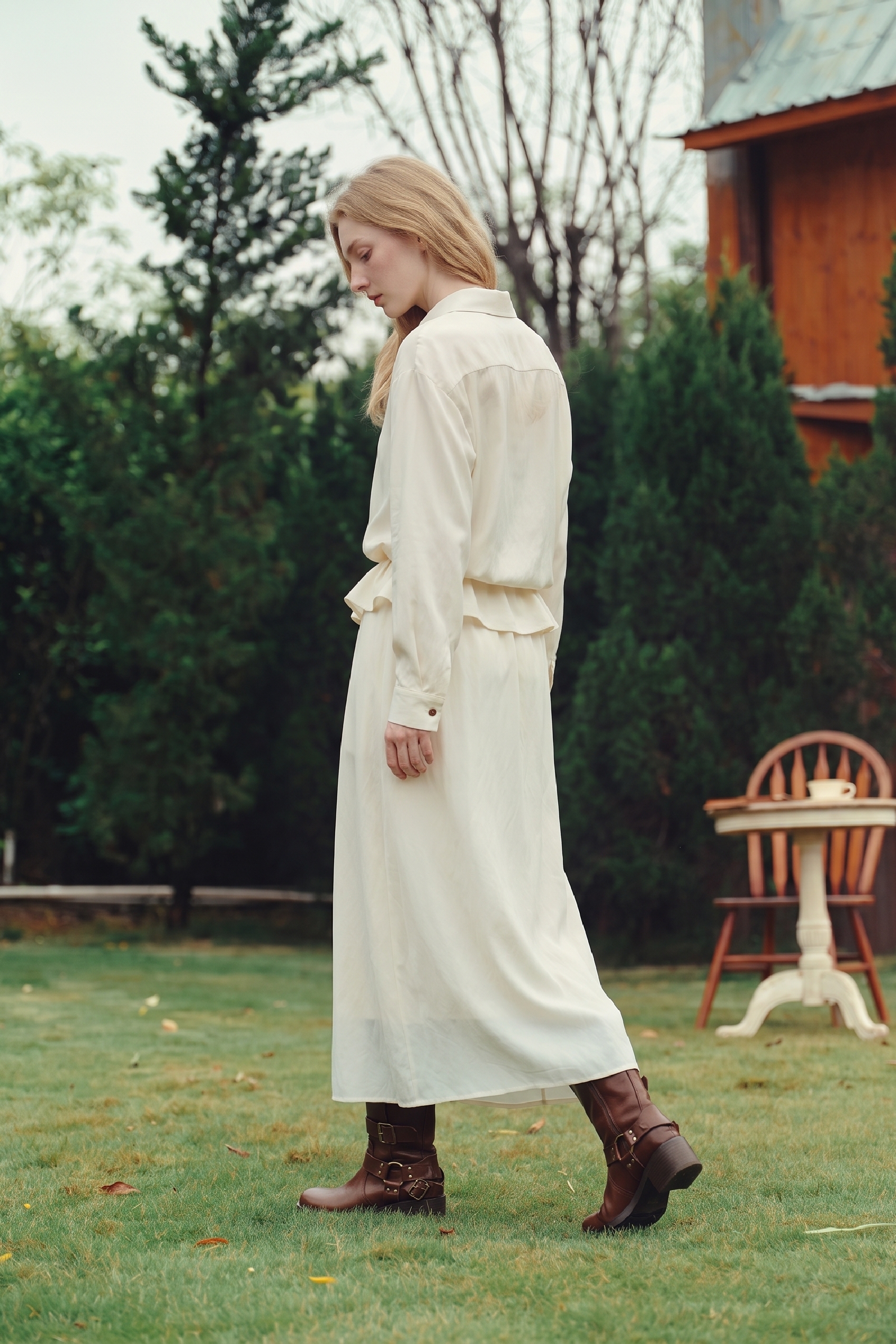 Embroidered Waist-Cinched Dress-LYONSENS