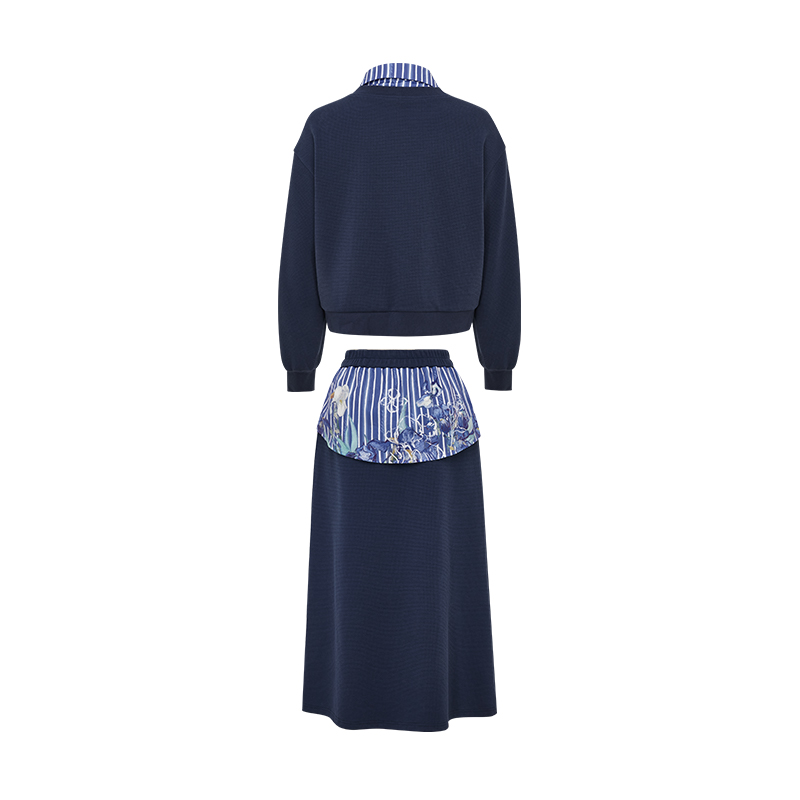 Sailor Collar Cropped Top Two-Piece Set