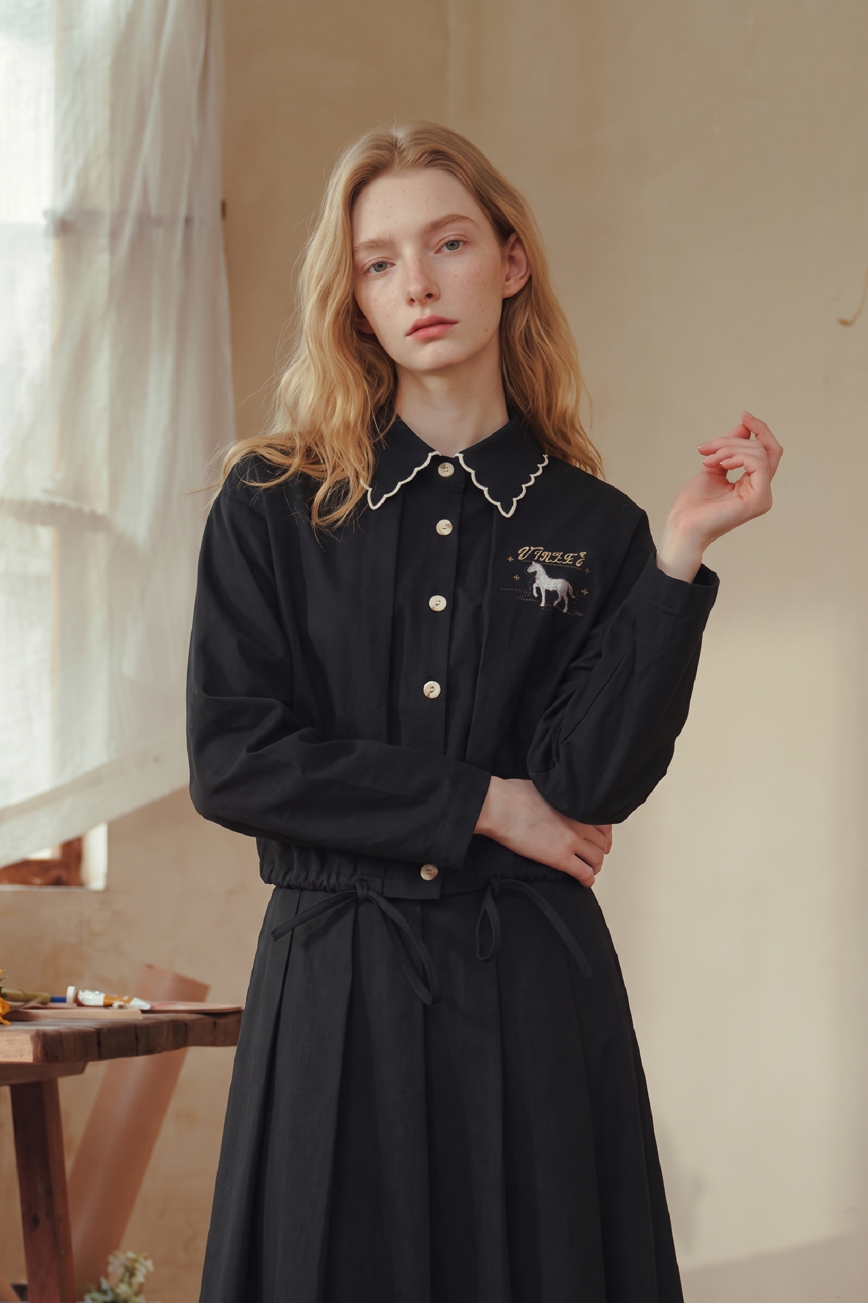 Two-Piece Set With Pleated Skirt-LYONSENS