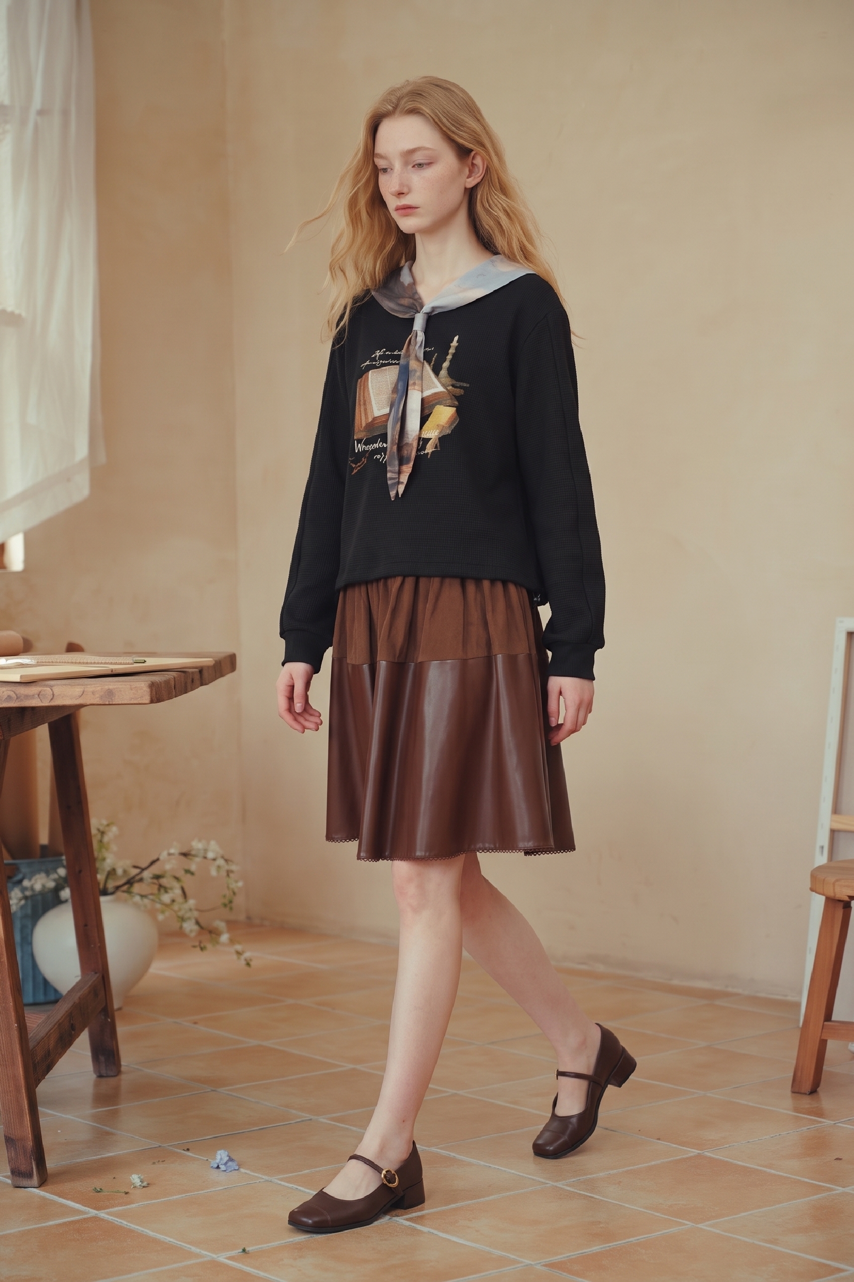 Cropped Printed Sweatshirt-LYONSENS