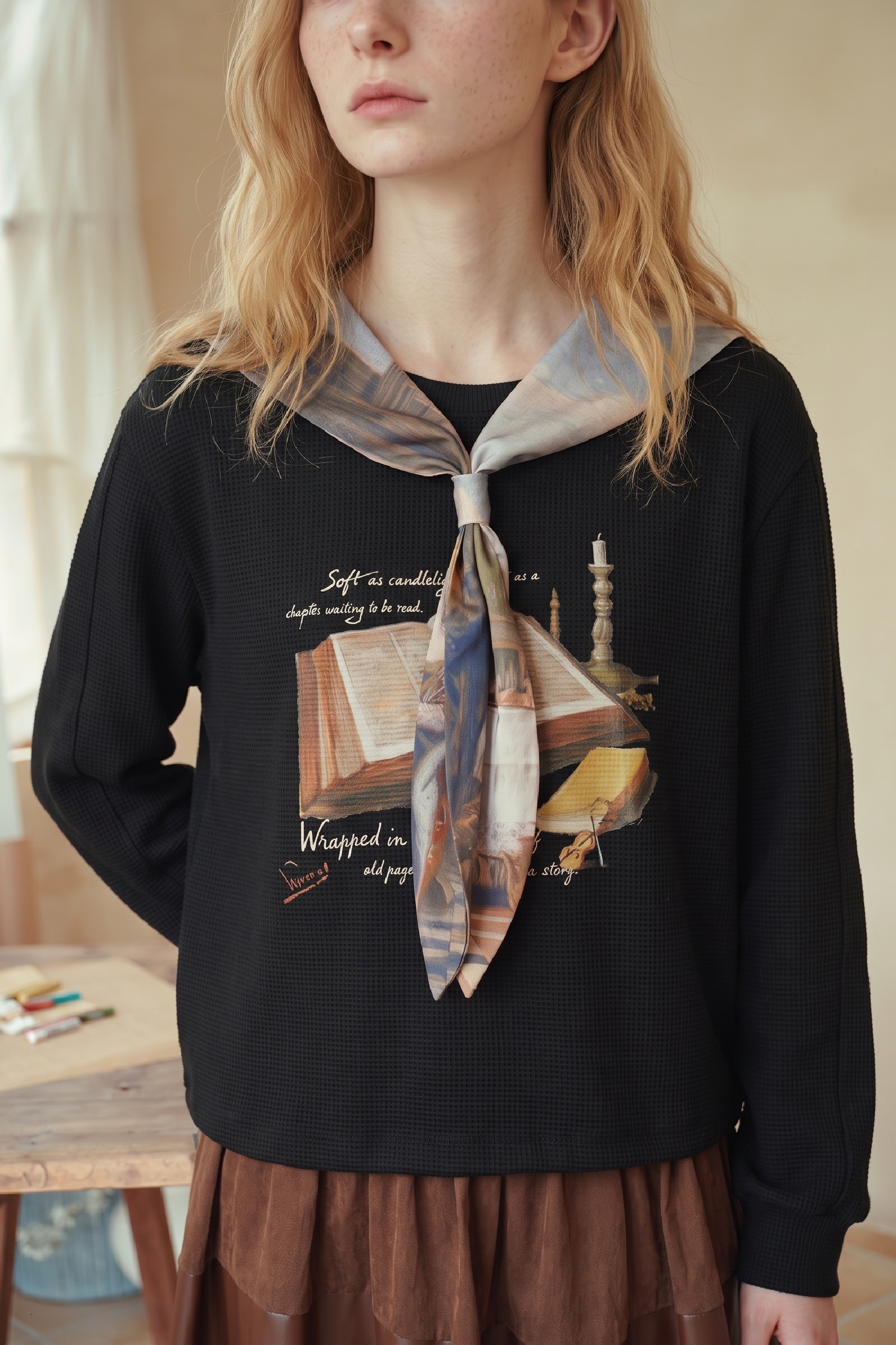 Cropped Printed Sweatshirt-LYONSENS