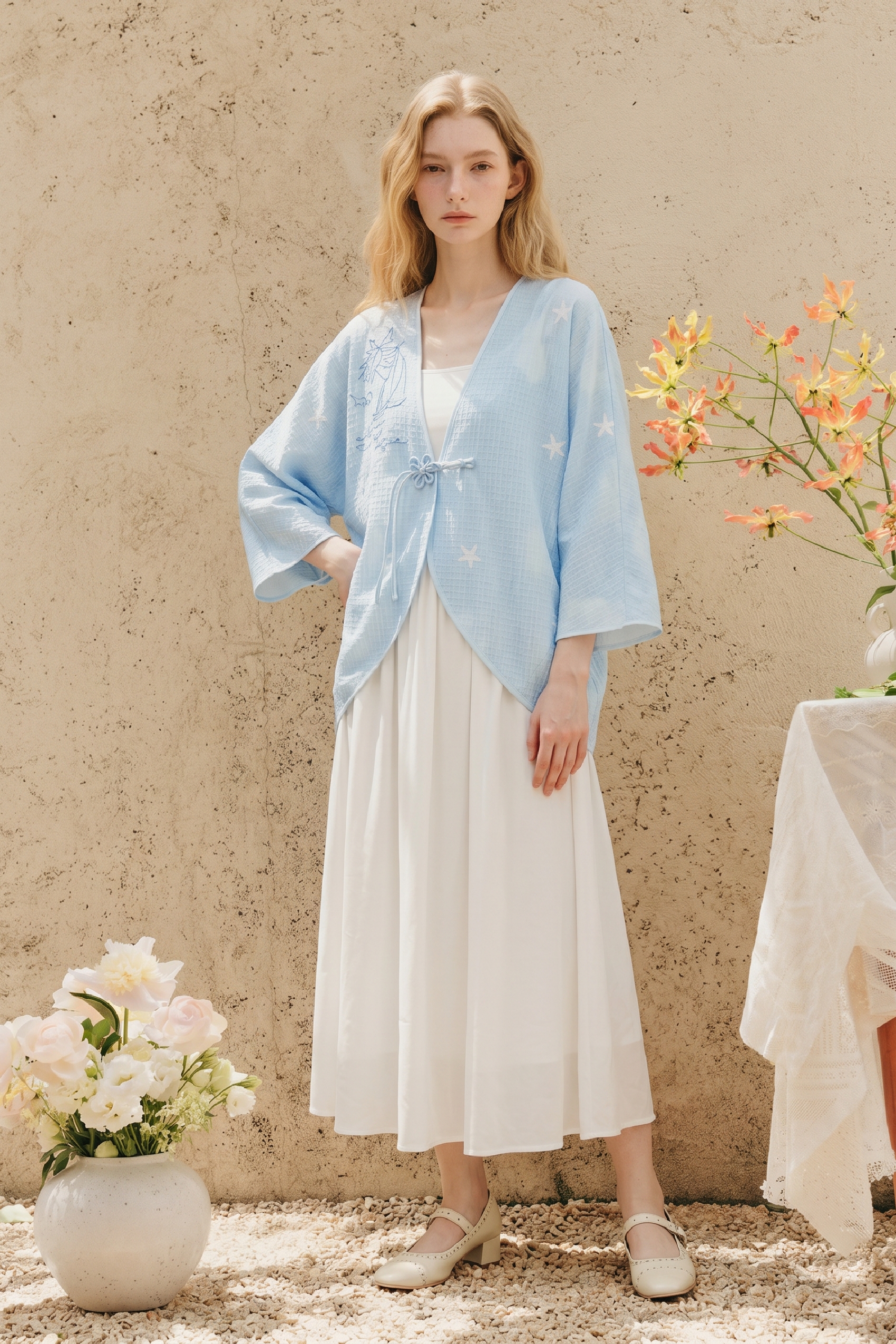 Floral Tie Waist Short Outerwear