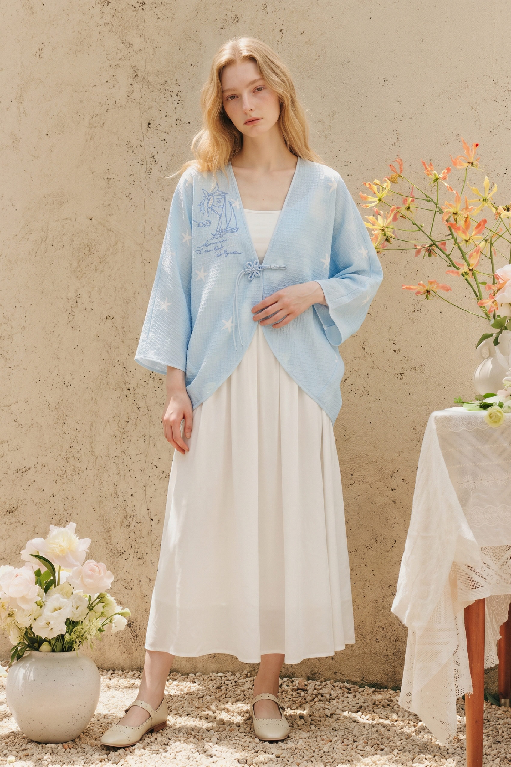 Floral Tie Waist Short Outerwear