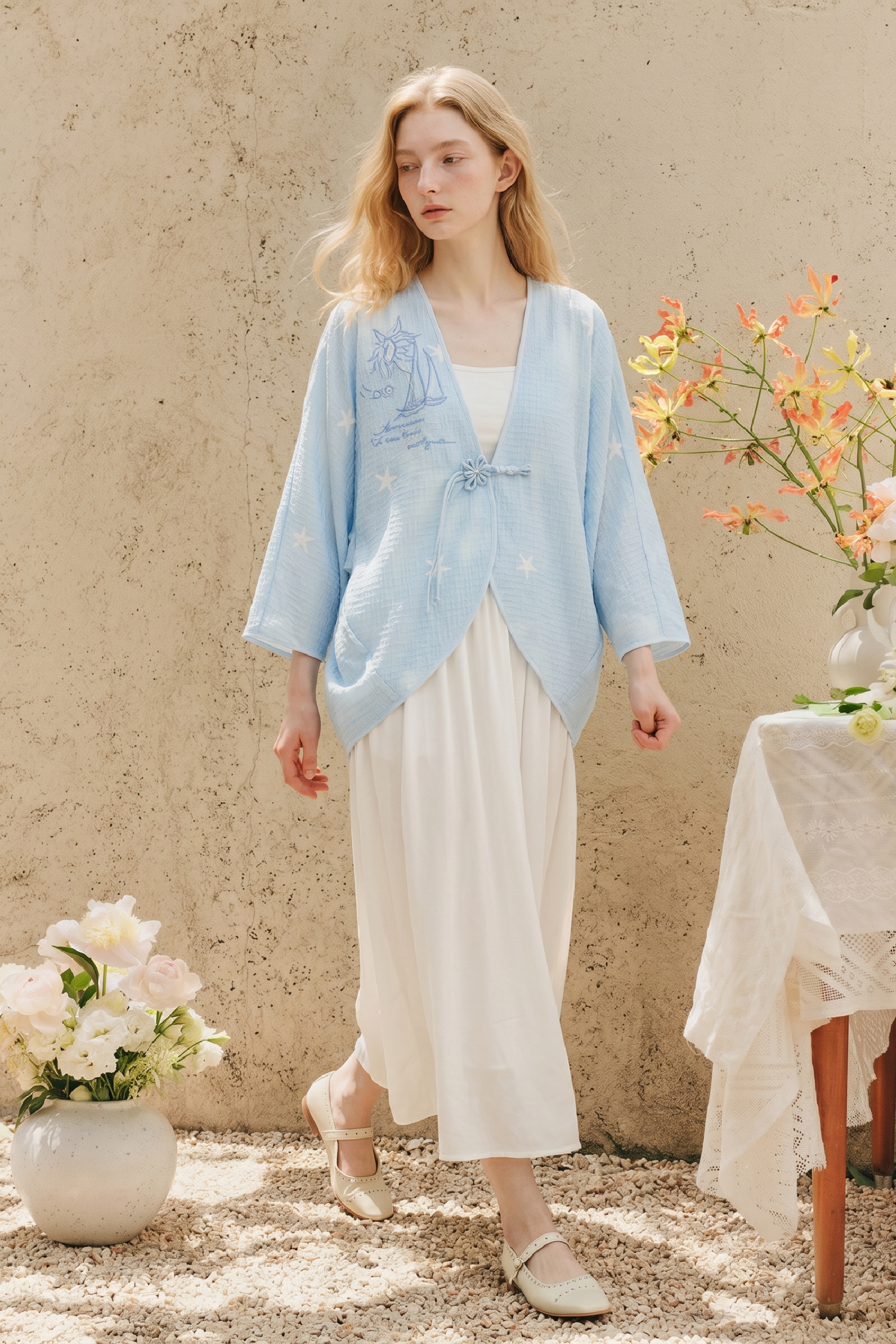Floral Tie Waist Short Outerwear