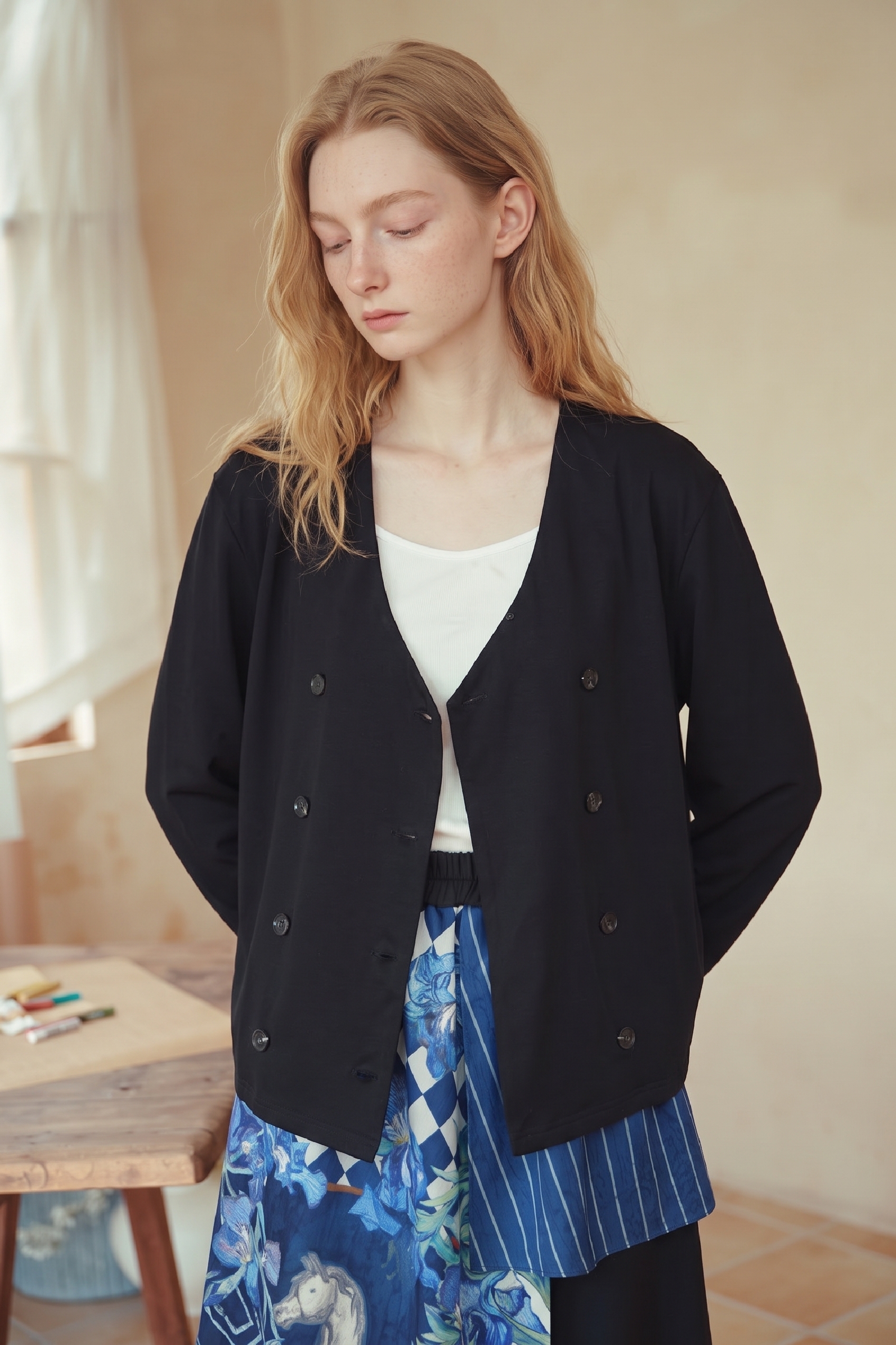 Round‑neck Long‑sleeve Knit Top-LYONSENS