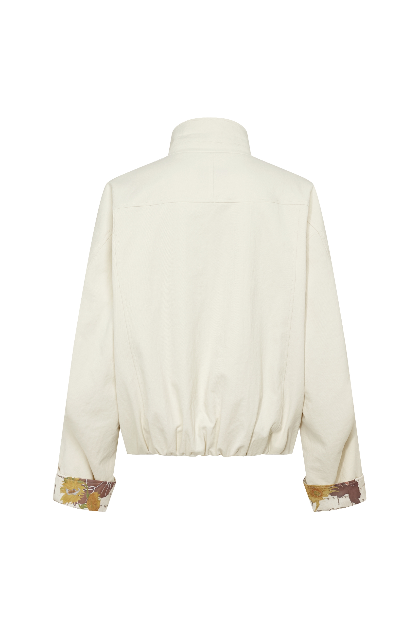 Embroidered Stand‑collar Short Coat-LYONSENS