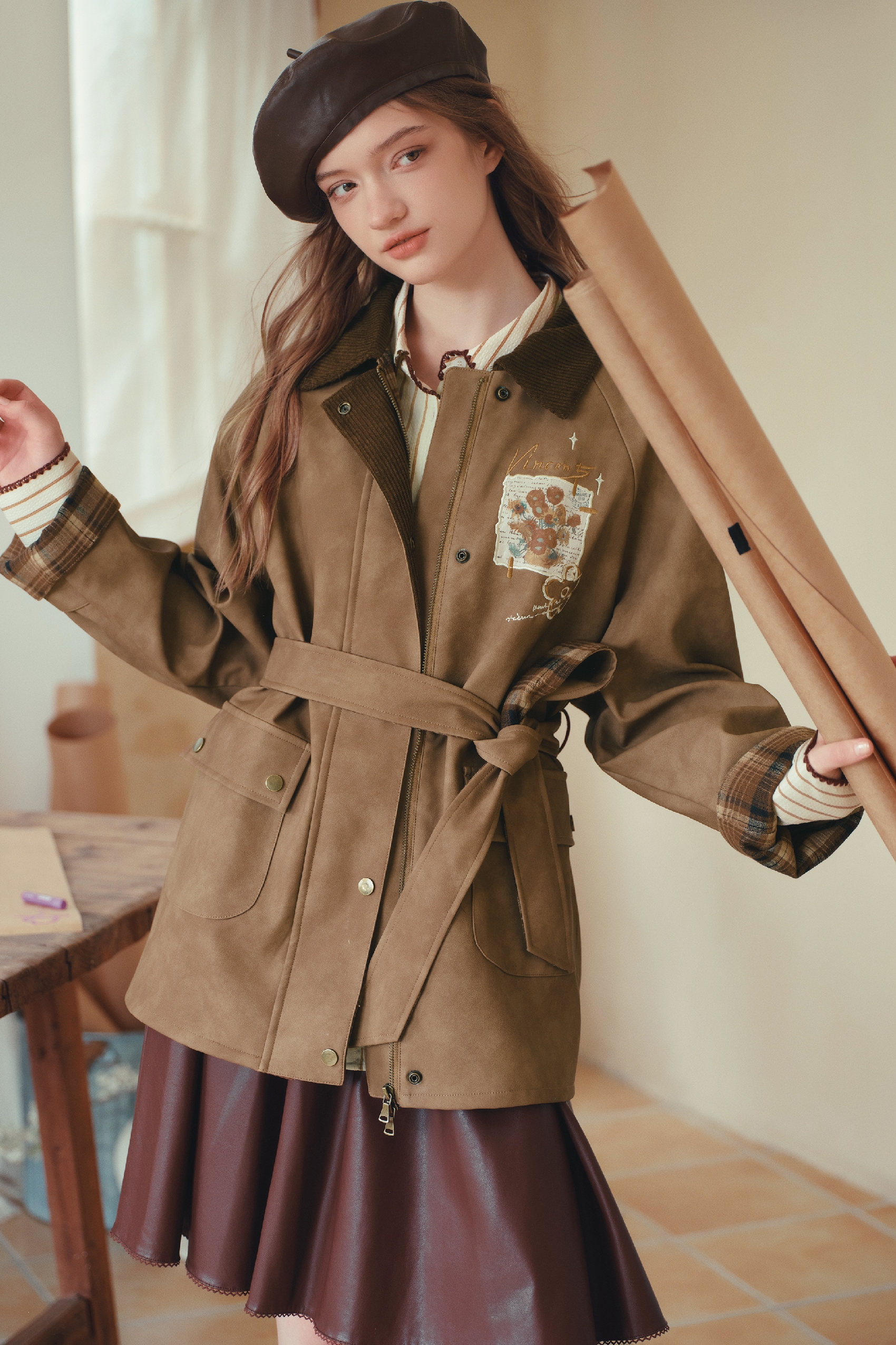Waist‑cinched Vintage Cargo Jacket-LYONSENS