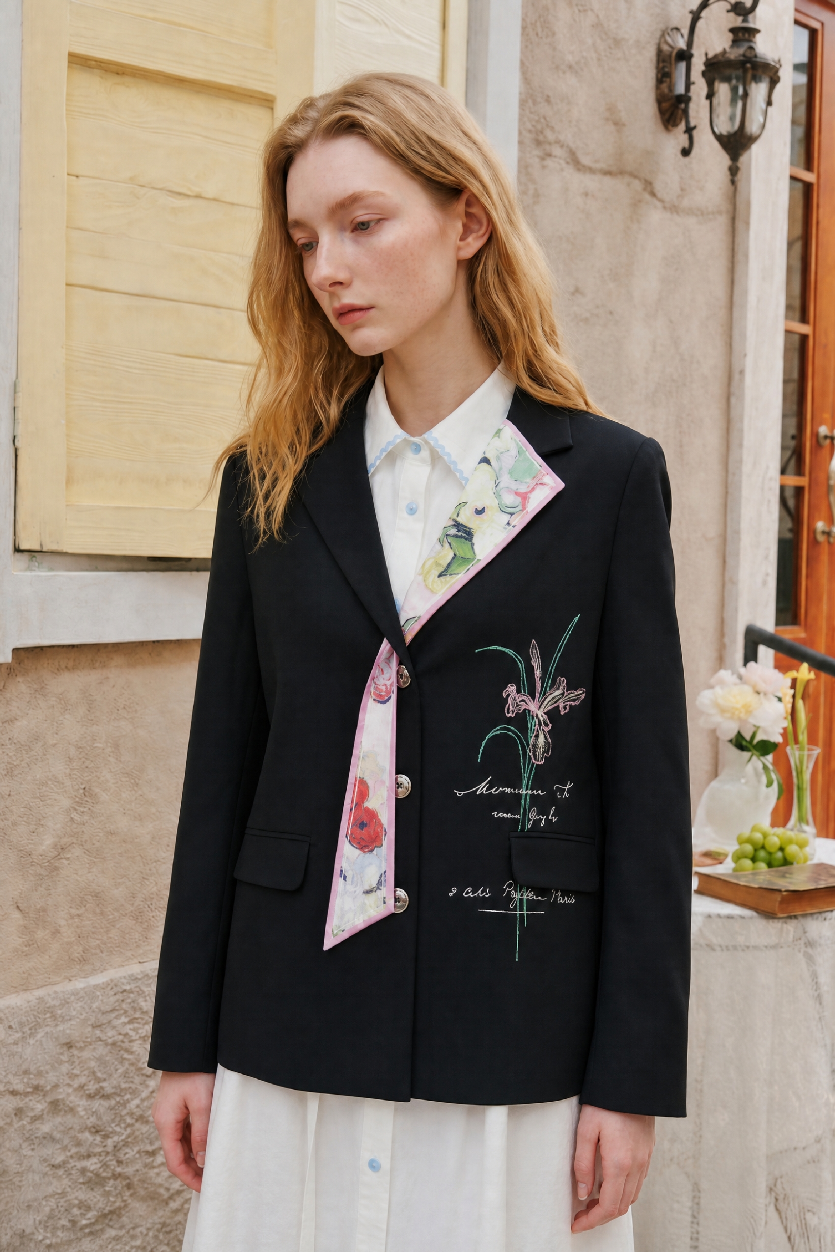 Tie Print Tailored Blazer