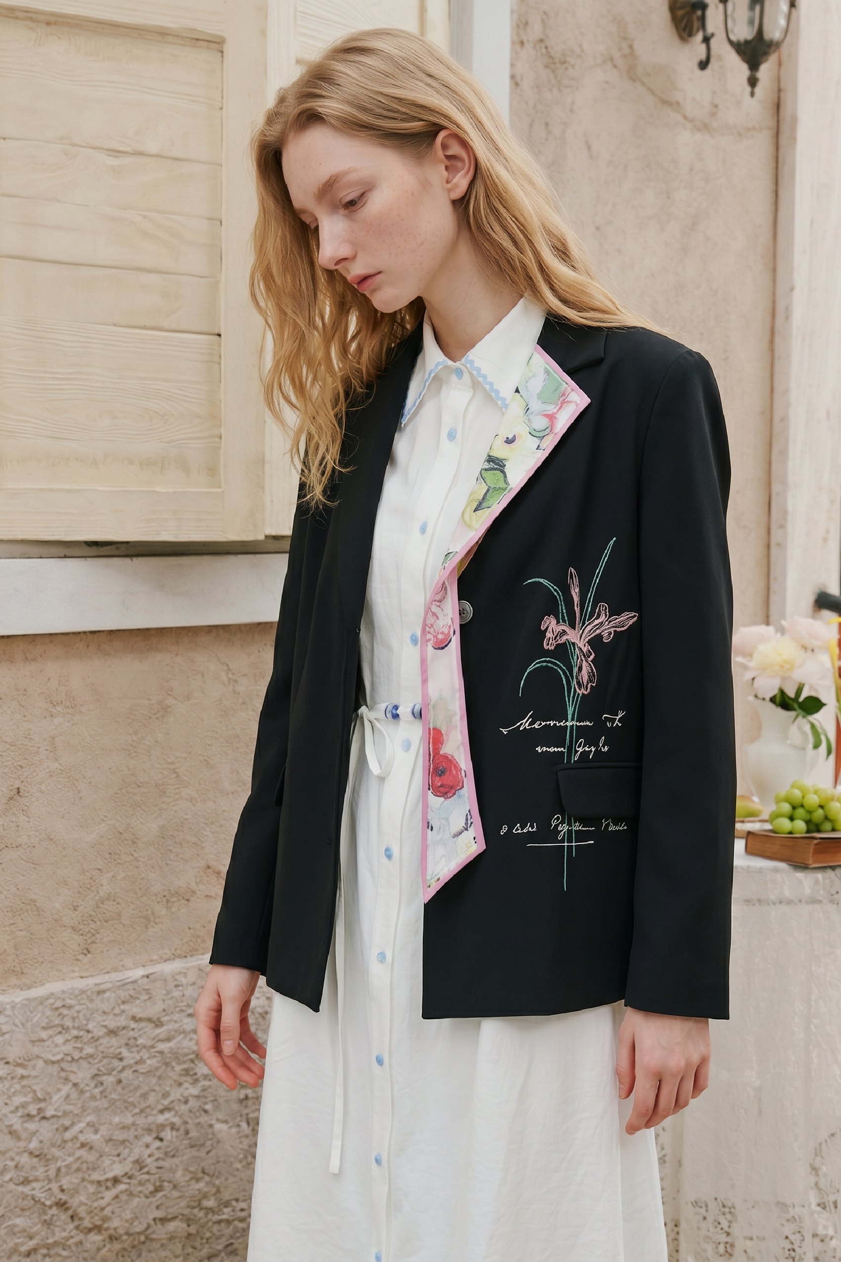 Tie Print Tailored Blazer