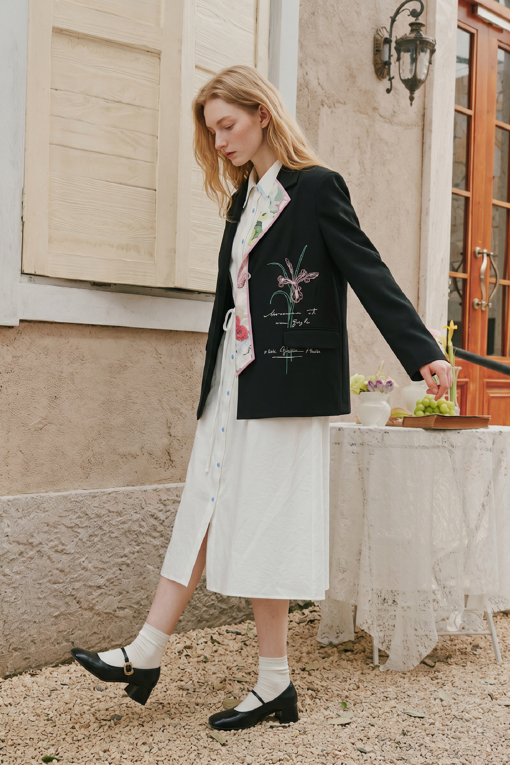 Tie Print Tailored Blazer