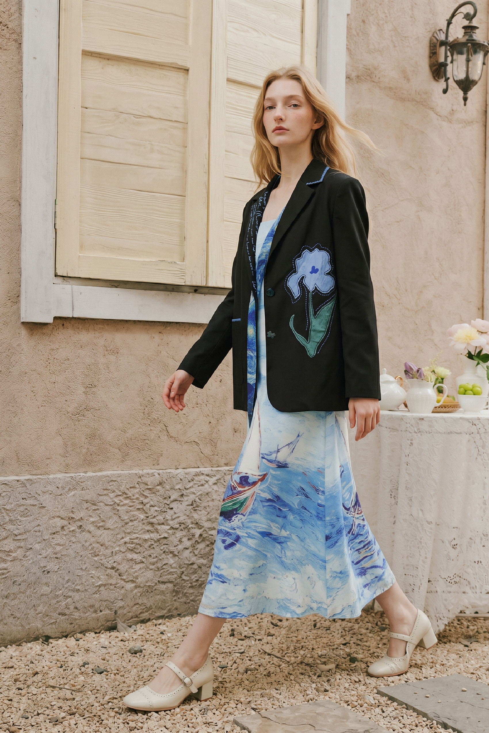 Floral Embroidered Short Blazer