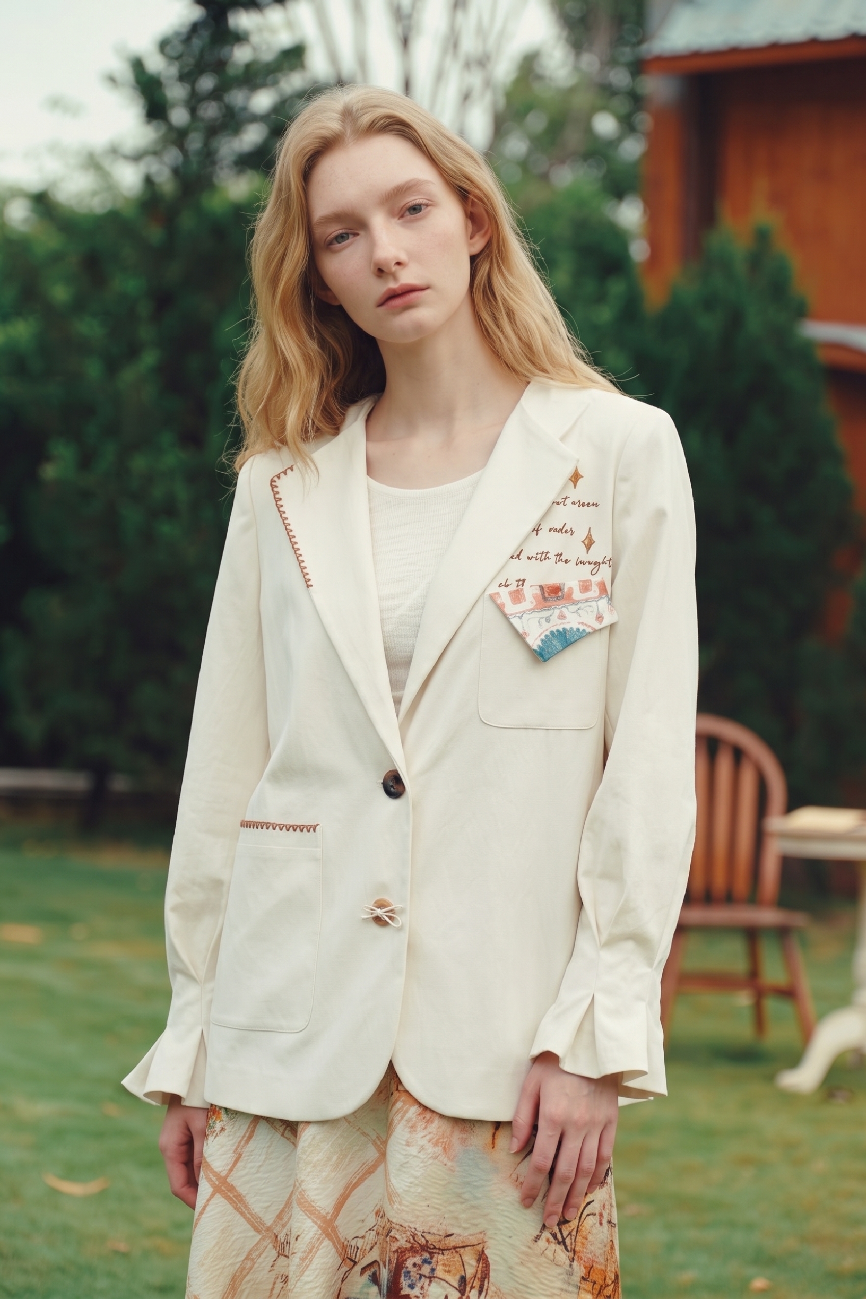 White Casual Blazer-LYONSENS