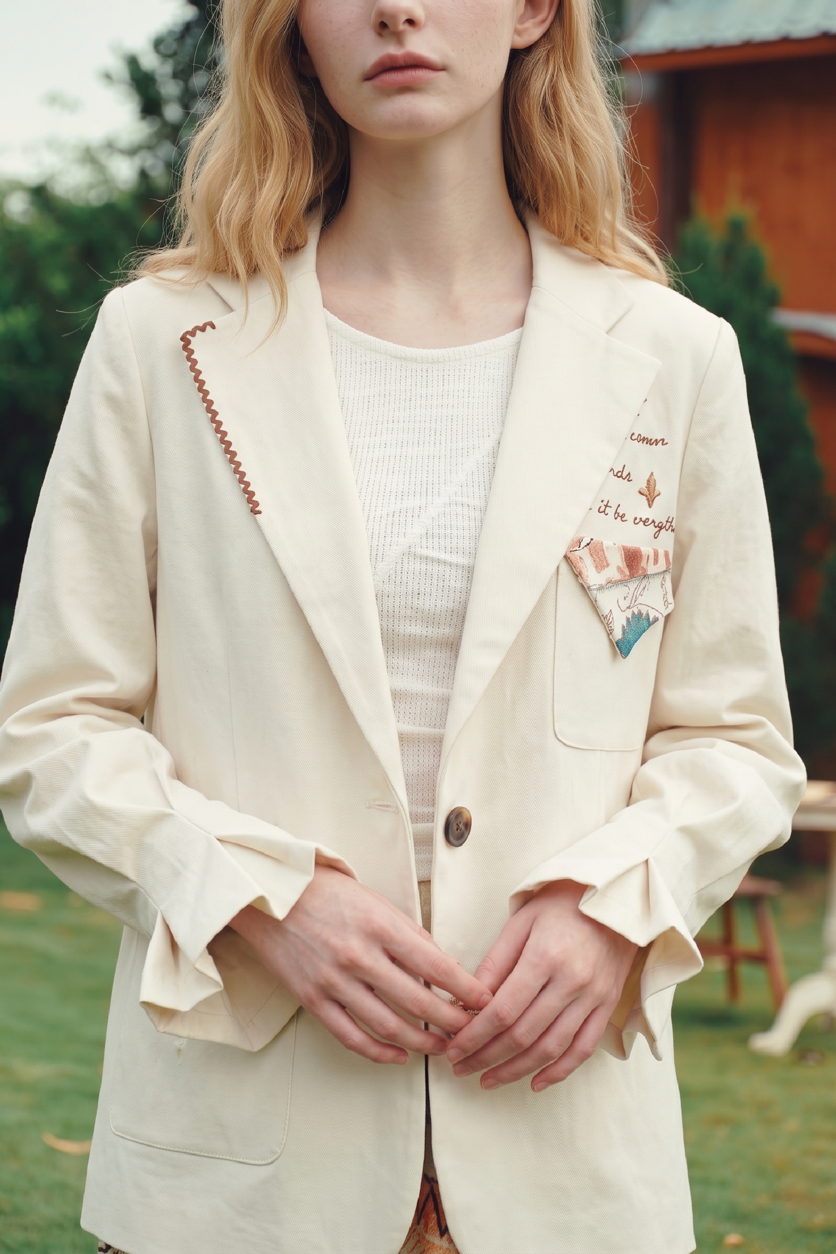 White Casual Blazer-LYONSENS