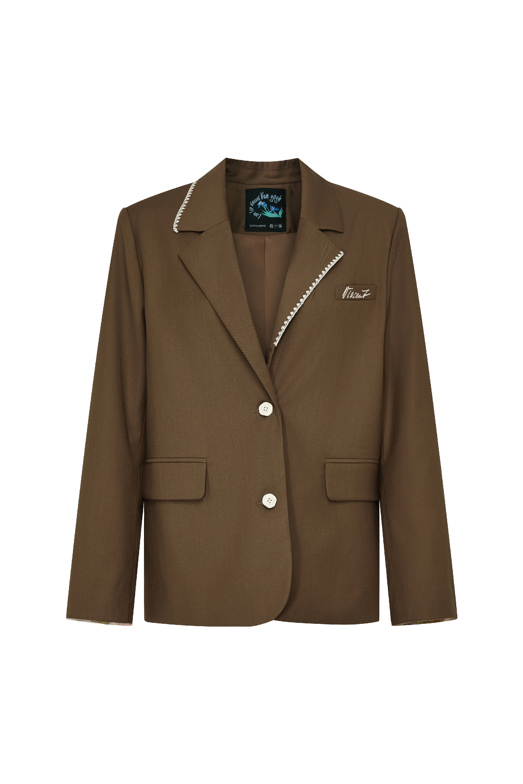 Brown Casual Blazer-LYONSENS