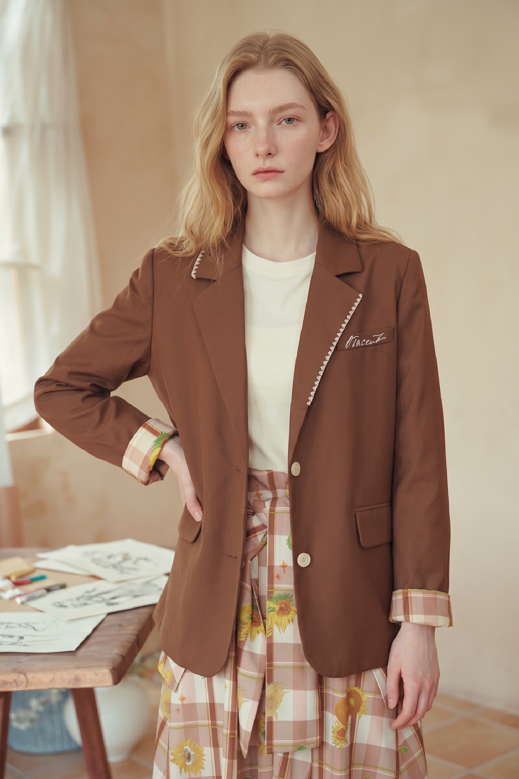 Brown Casual Blazer-LYONSENS