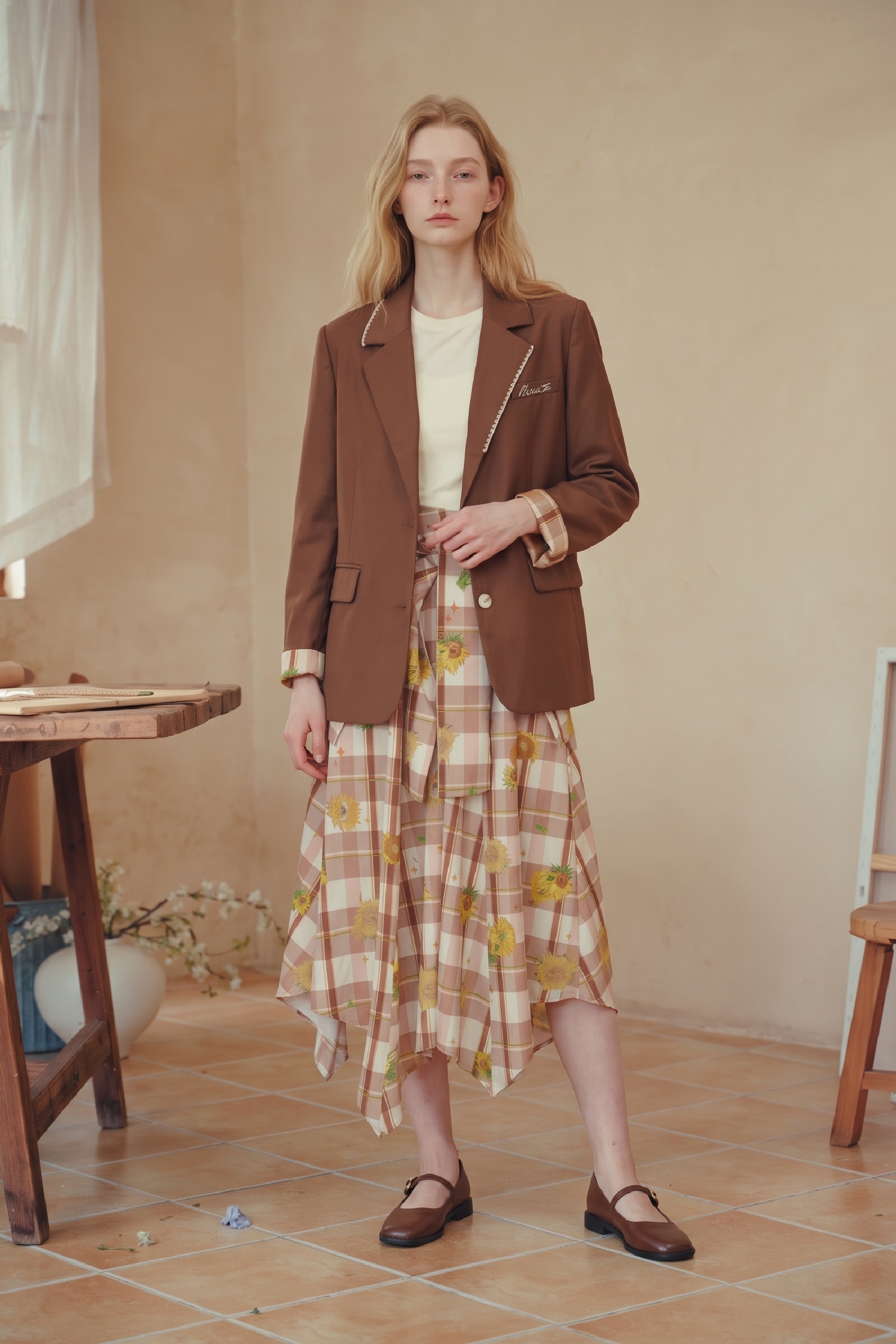 Brown Casual Blazer-LYONSENS