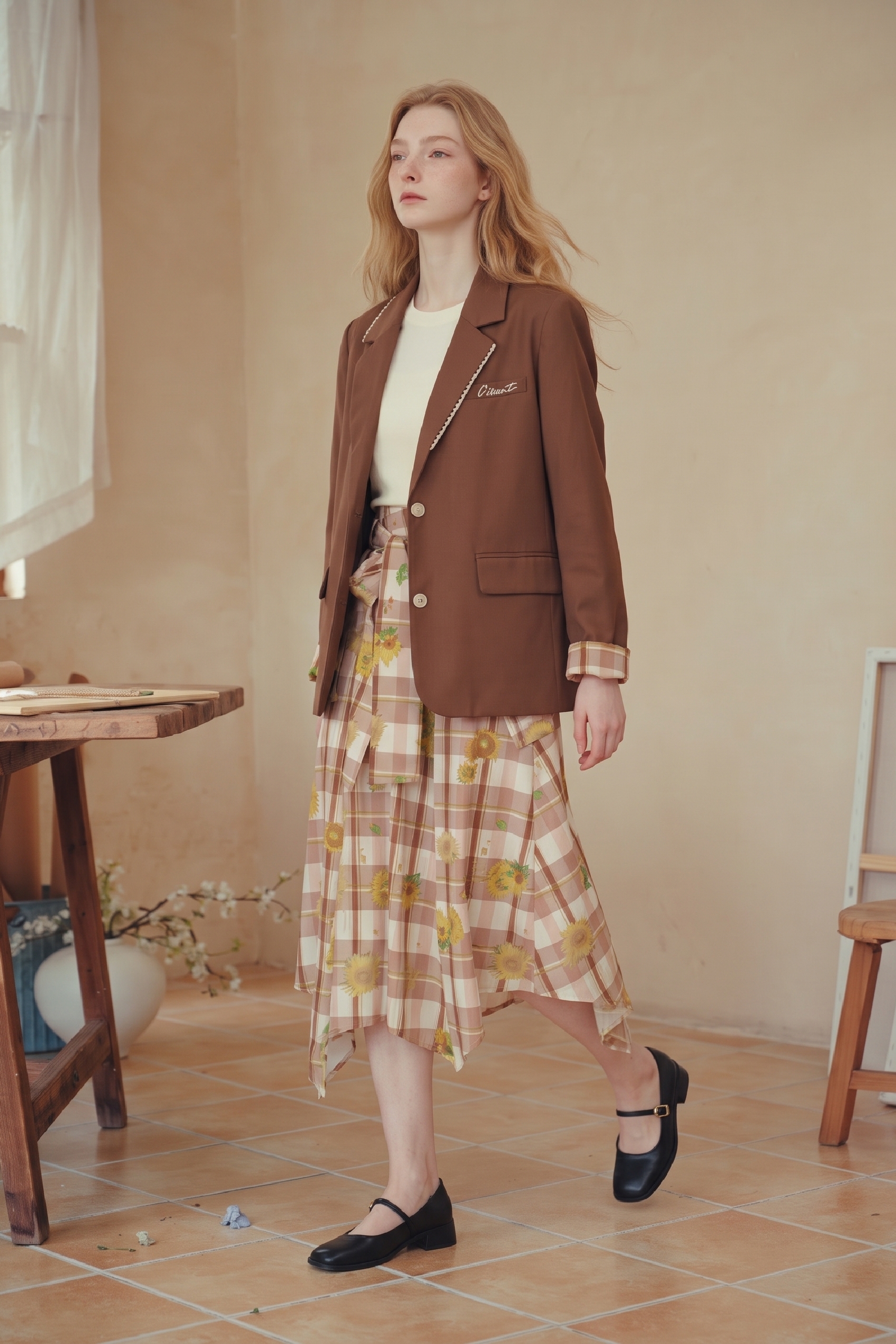Brown Casual Blazer-LYONSENS