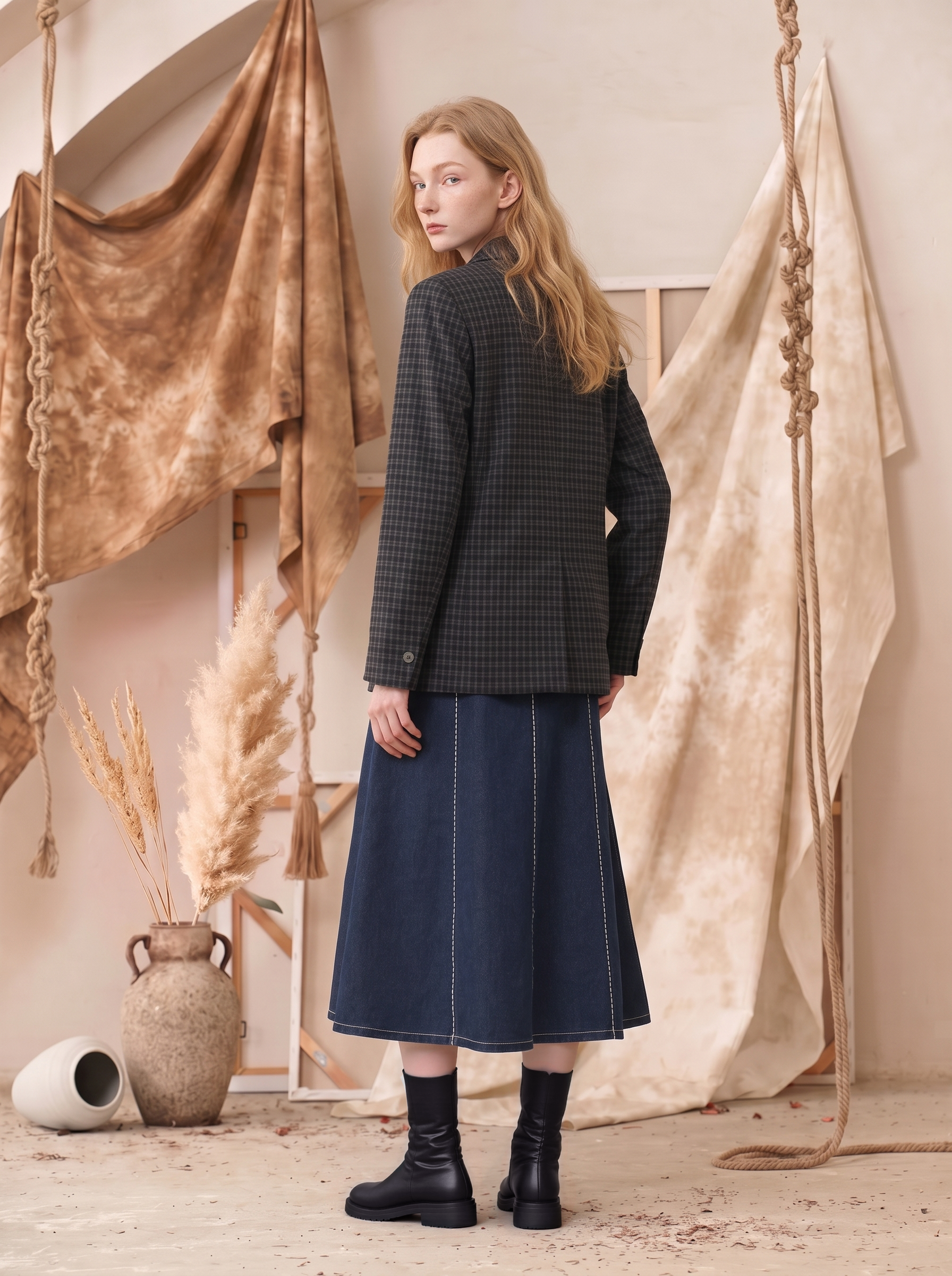 Textured Print Turn-Down Collar Cropped Suit Jacket