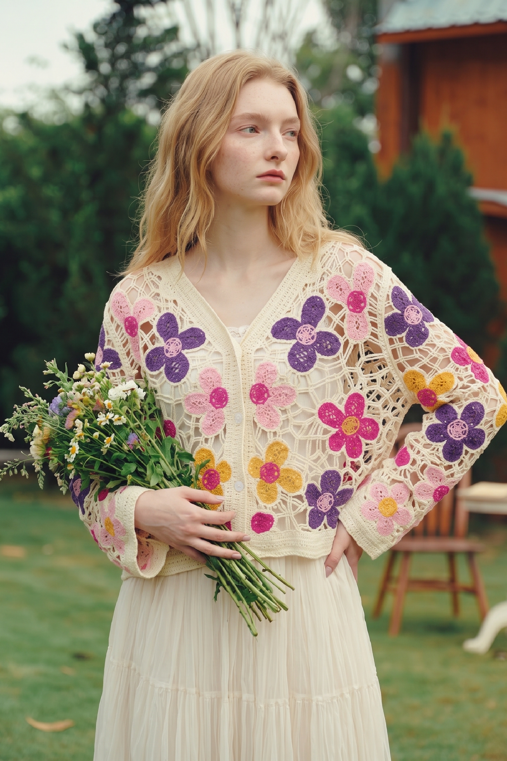Hollow Out Knit Cardigan