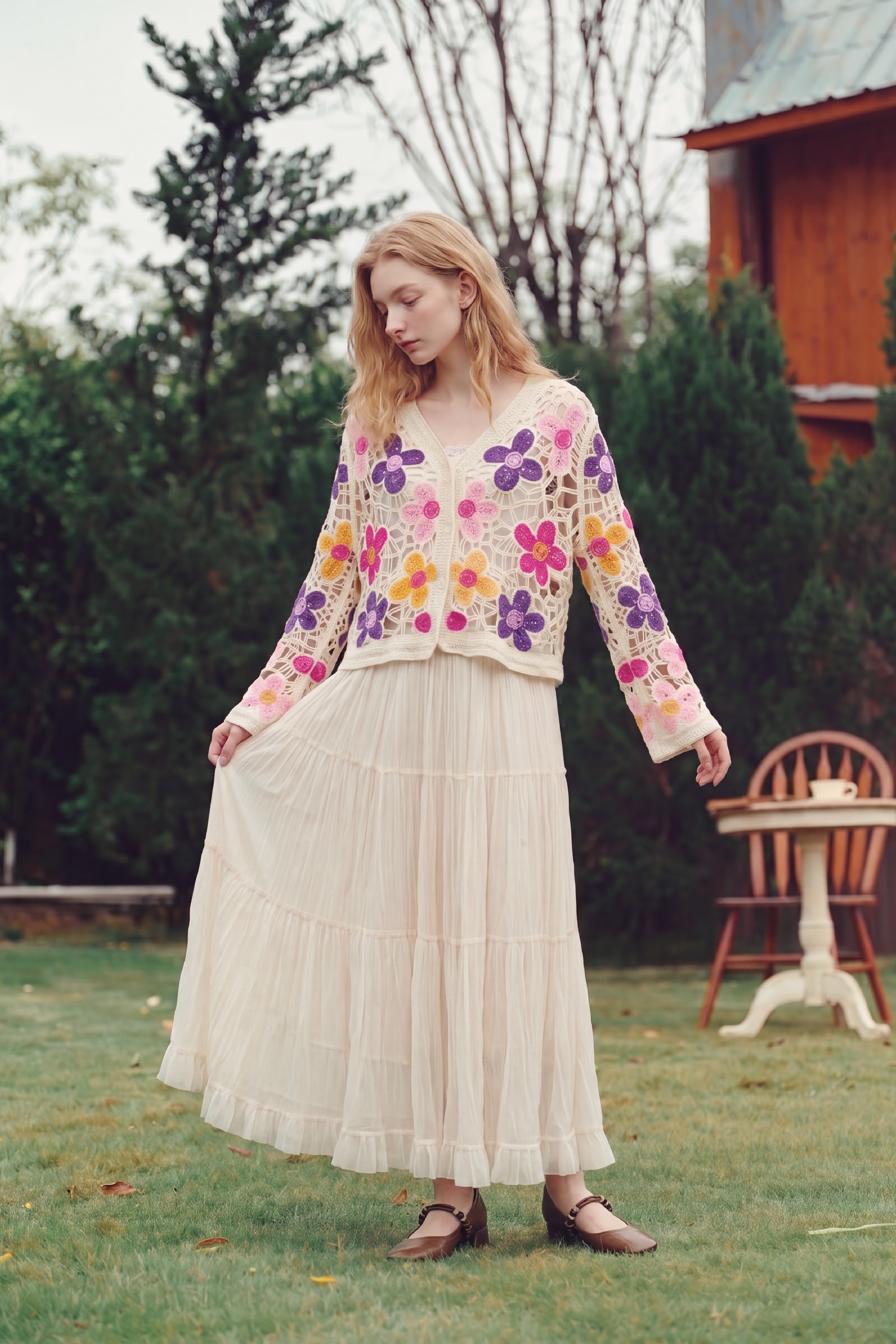 Hollow Out Knit Cardigan