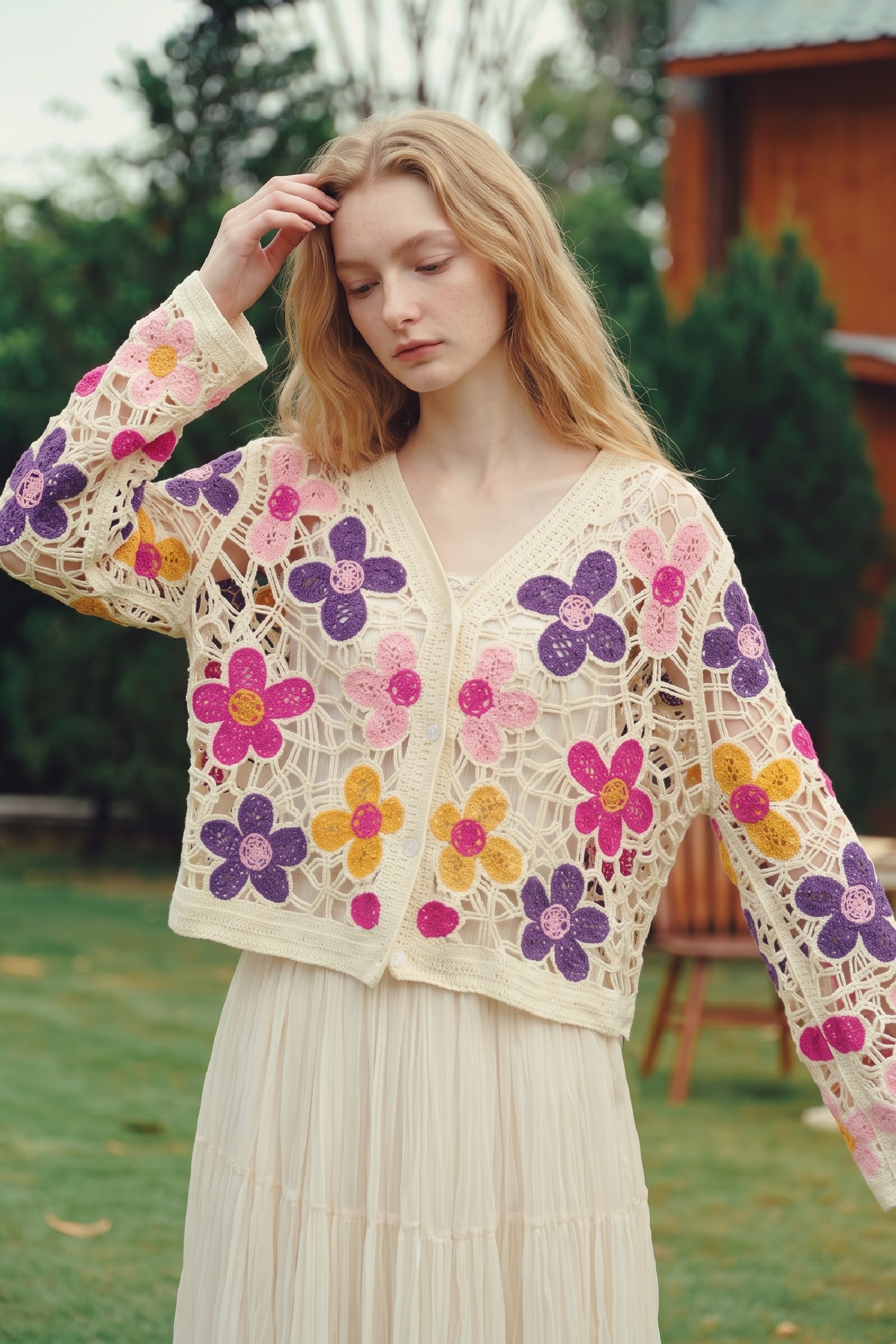 Hollow Out Knit Cardigan
