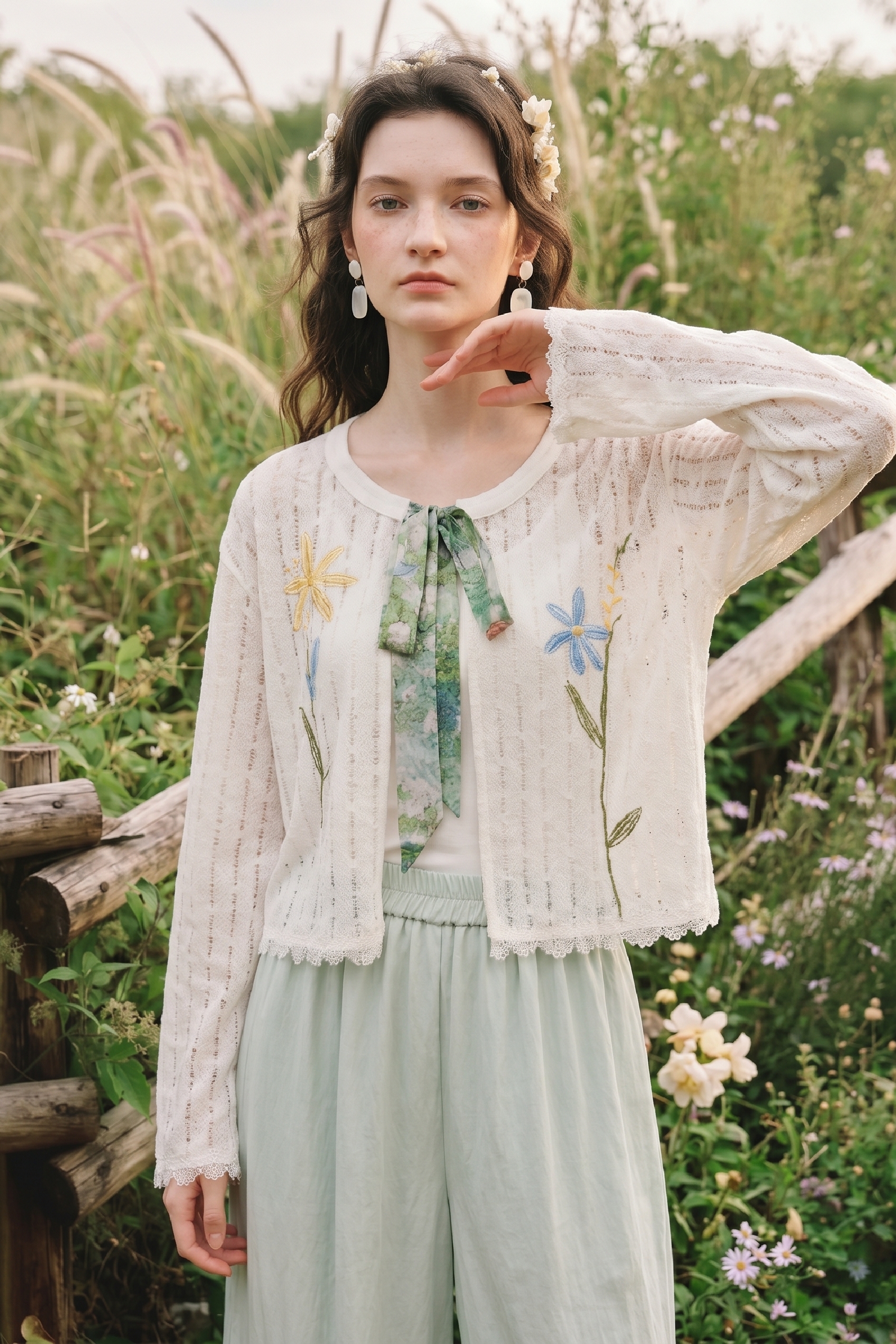 Floral Print Long Sleeve Knit Two Piece Set