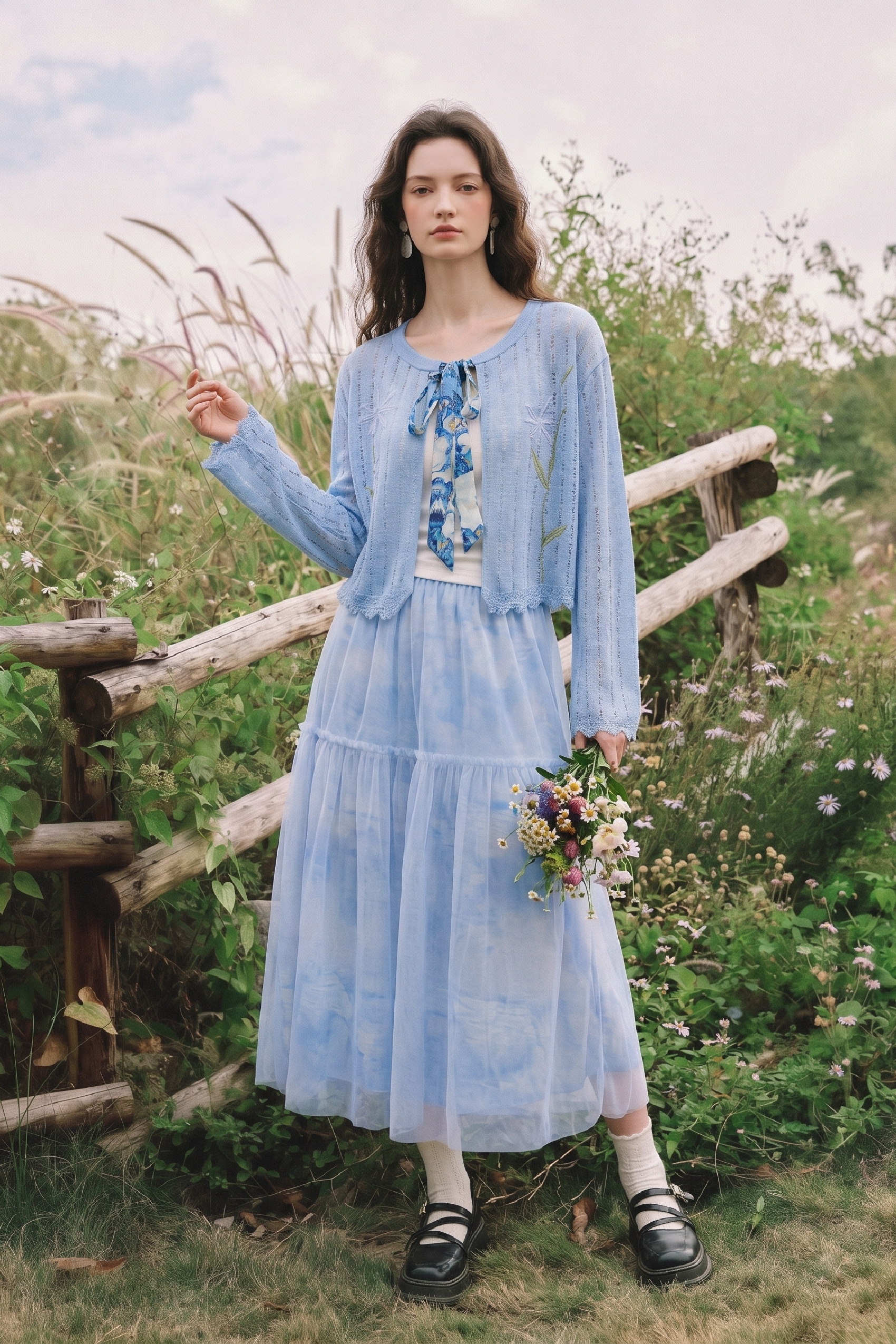 Floral Print Long Sleeve Knit Two Piece Set