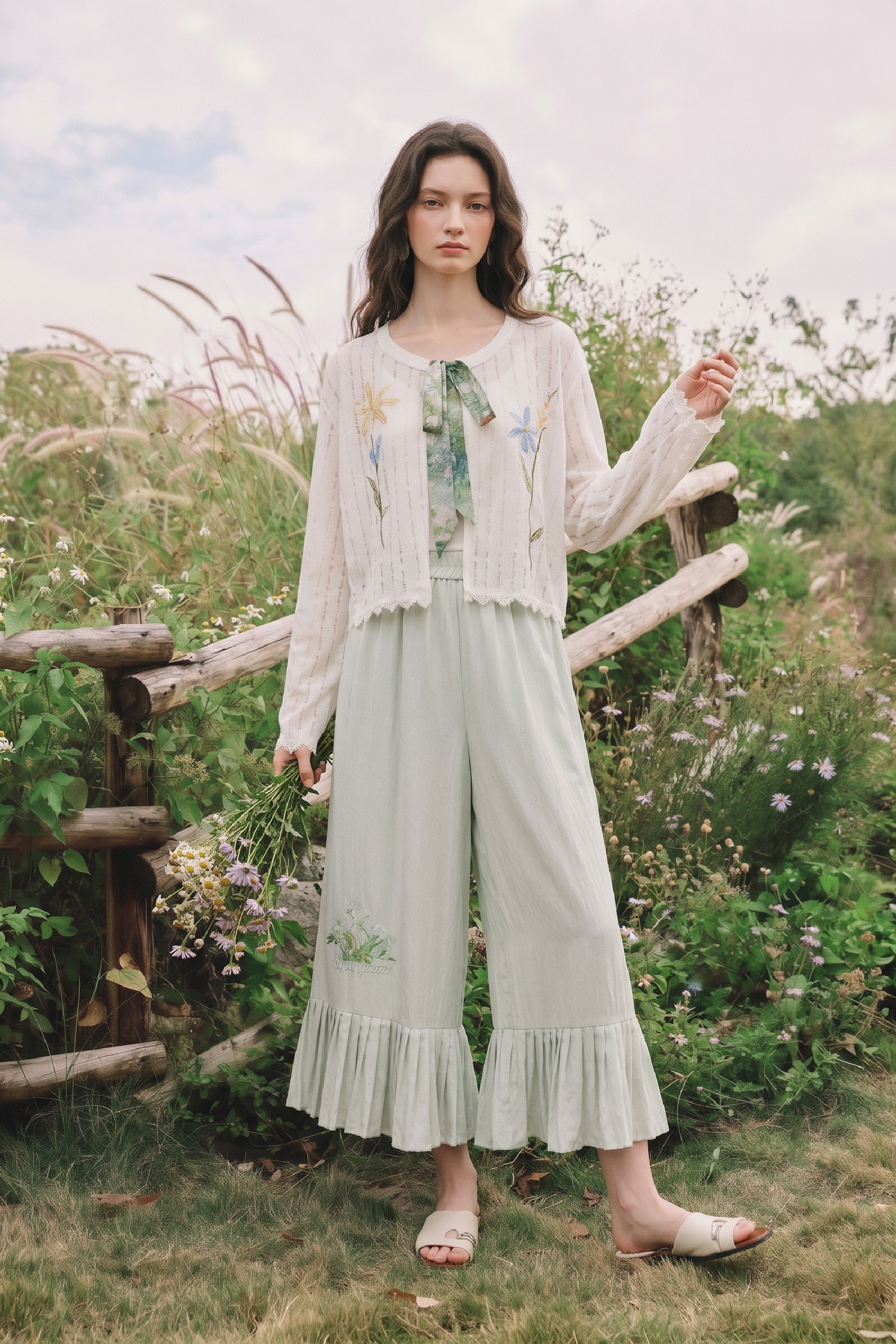 Floral Print Long Sleeve Knit Two Piece Set
