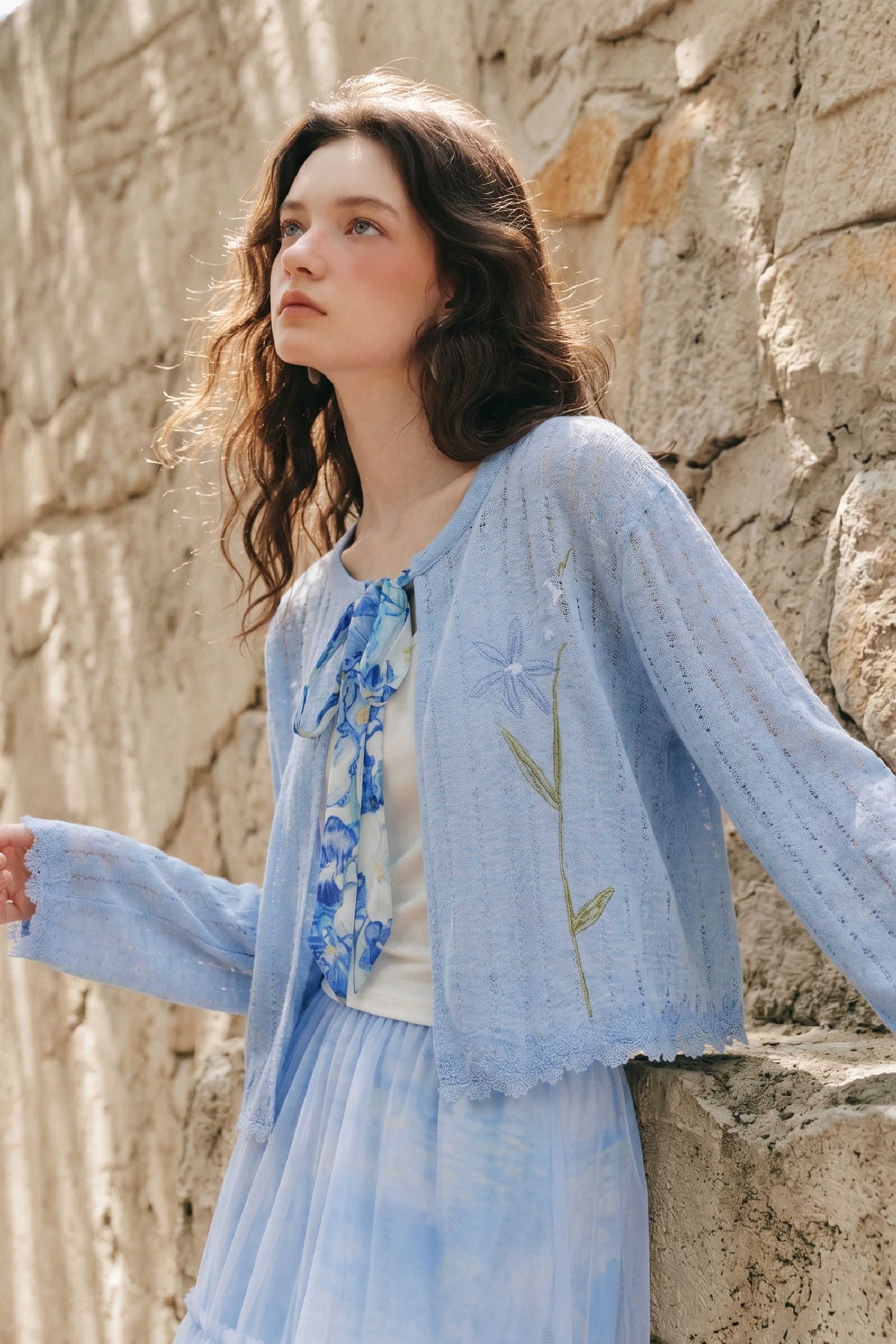 Floral Print Long Sleeve Knit Two Piece Set