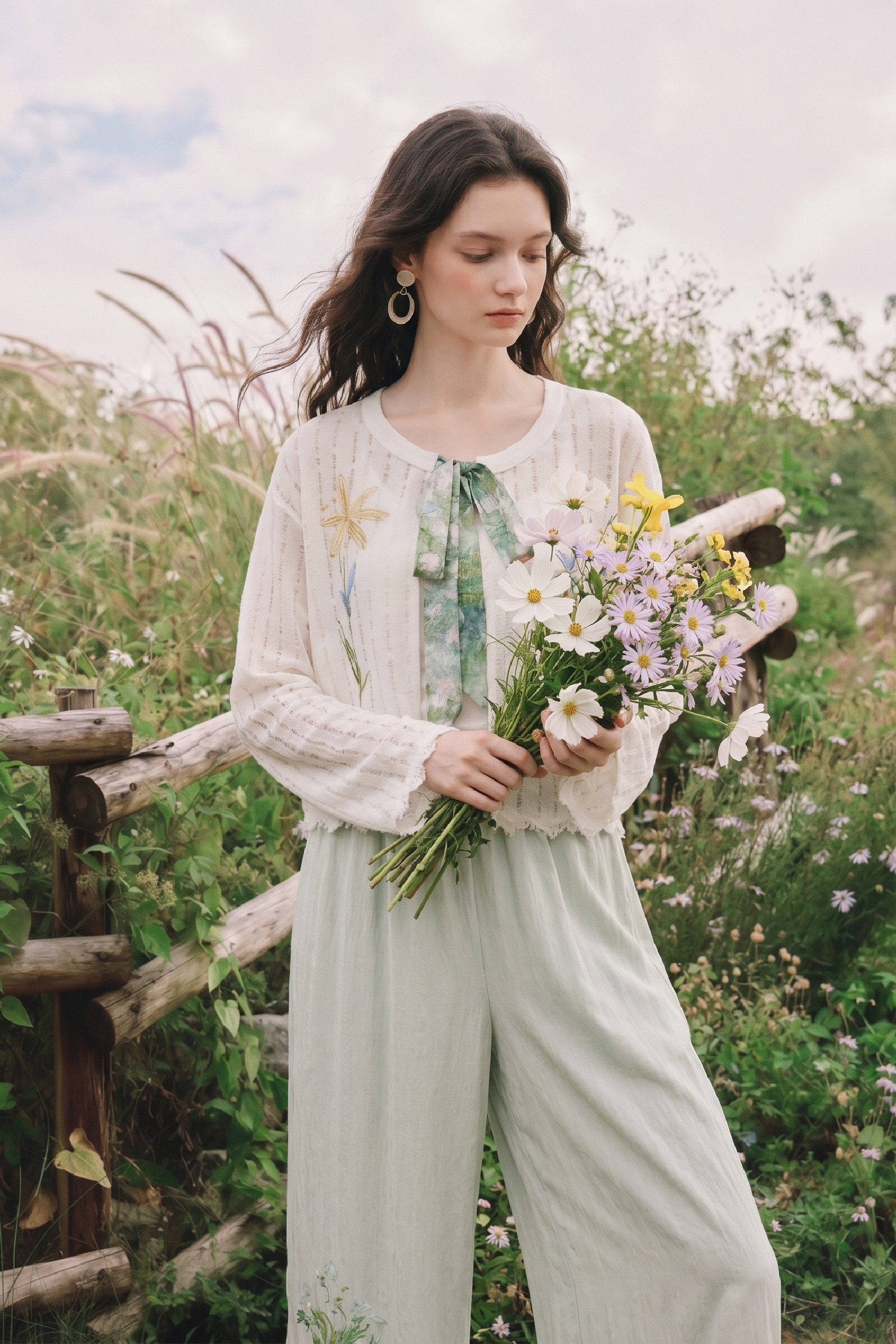 Floral Print Long Sleeve Knit Two Piece Set